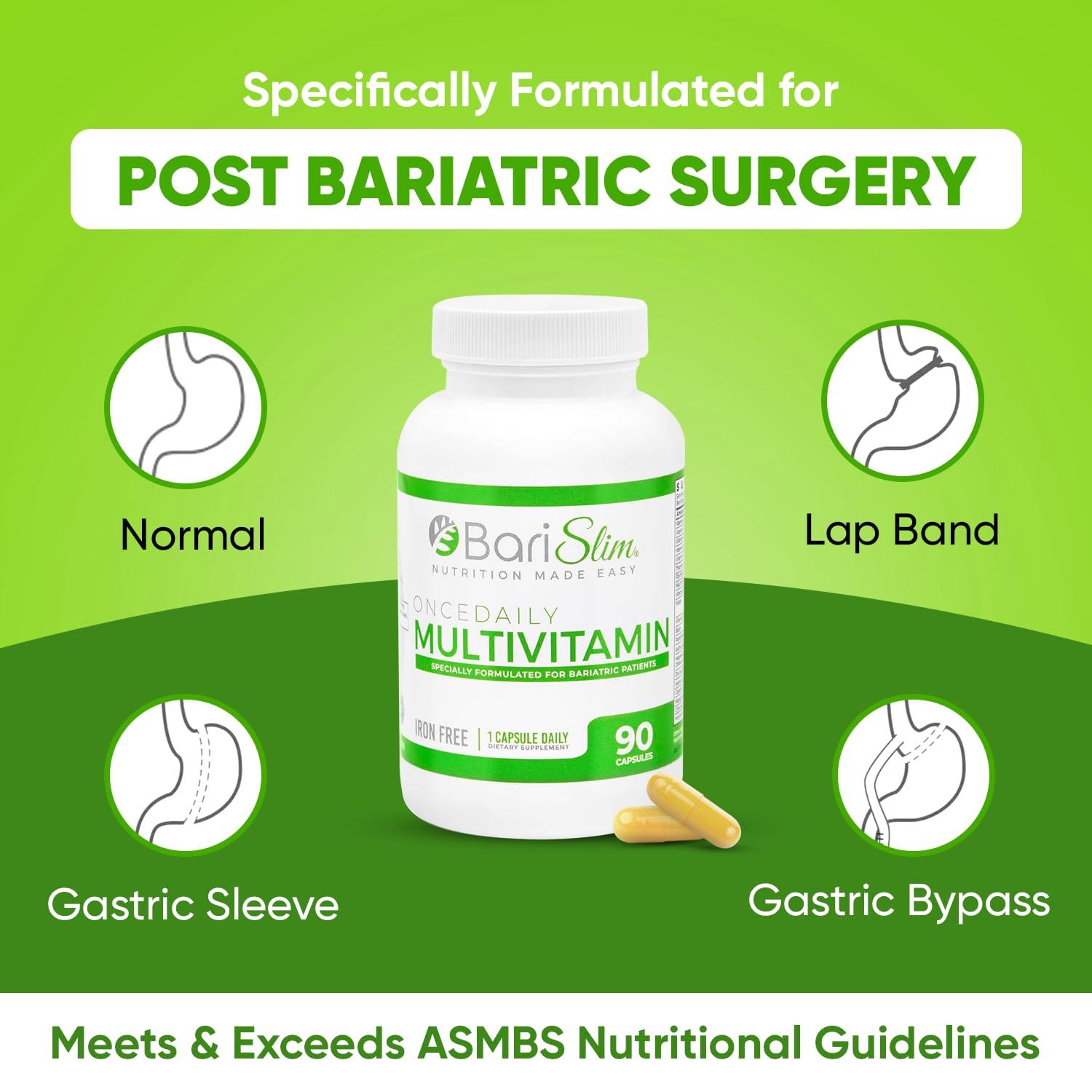 BariSlim BariSlim Once Daily Bariatric Multivitamin Capsule - Iron-Free Formula - Bariatric Vitamin and Supplement for Post Bariatric Surgery, Including Gastric Bypass and Gastric Sleeve | 90-Day Supply