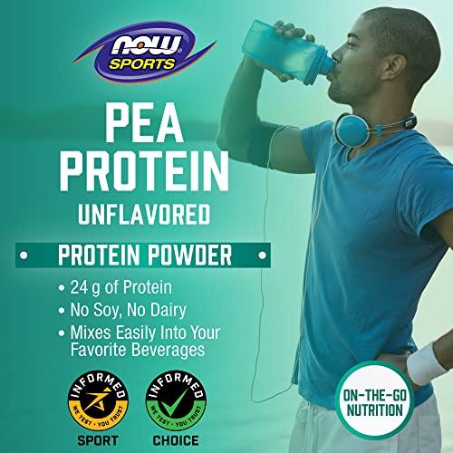 NOW NOW Sports Nutrition, Pea Protein 24 g, Fast Absorbing, Unflavored Powder, 7-Pound