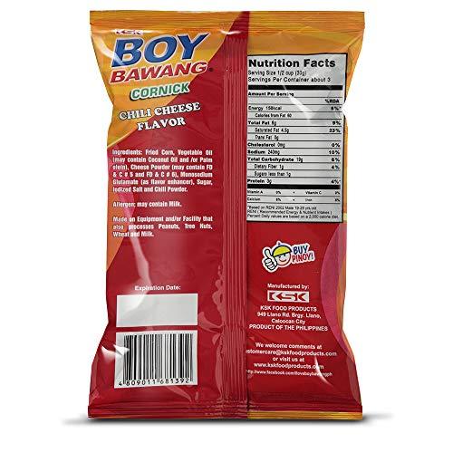 Boy Bawang Boy Bawang Cornick, Chili Cheese - Crispy Tasty & Gluten-Free Corn Nuts 3.54 ounces (100g), 3 Pack
