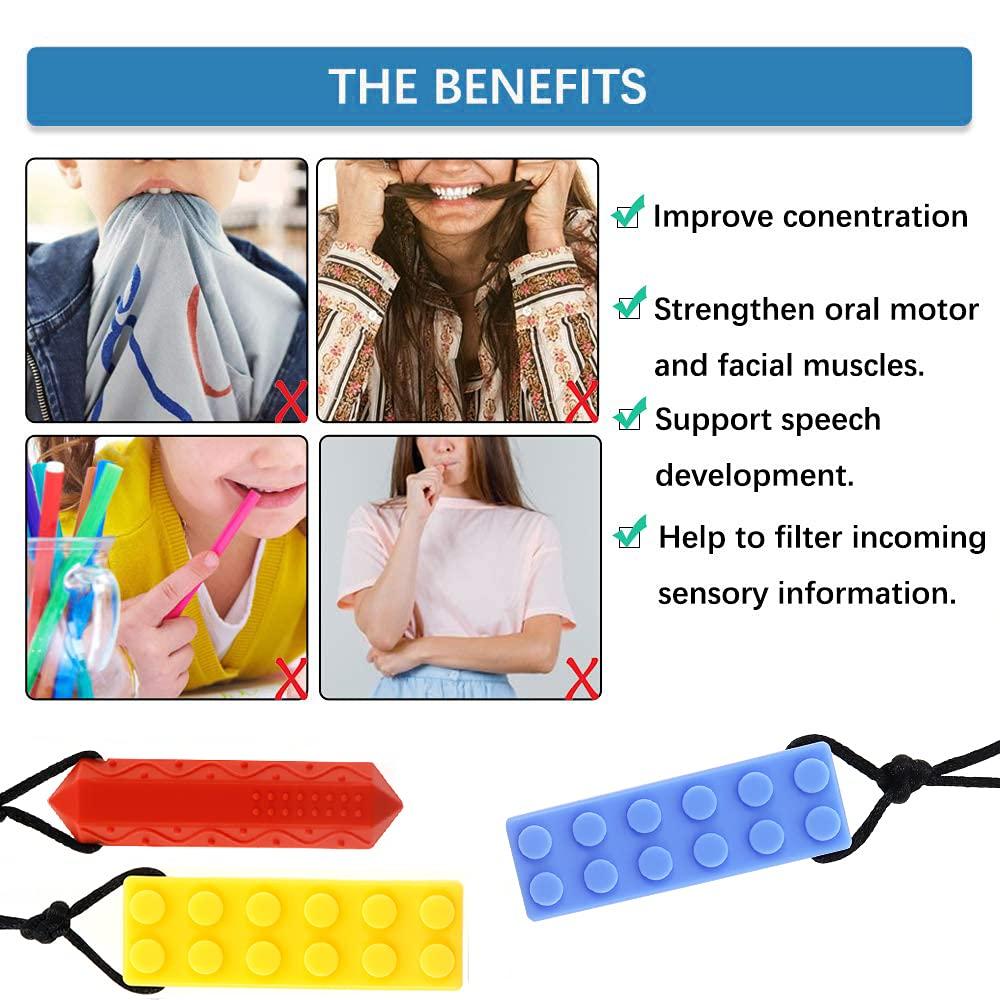 TUXEPOC Sensory Chew Necklaces for Kids Safe and Non-Toxic Silicone Chewelry for Sensory Stimulation