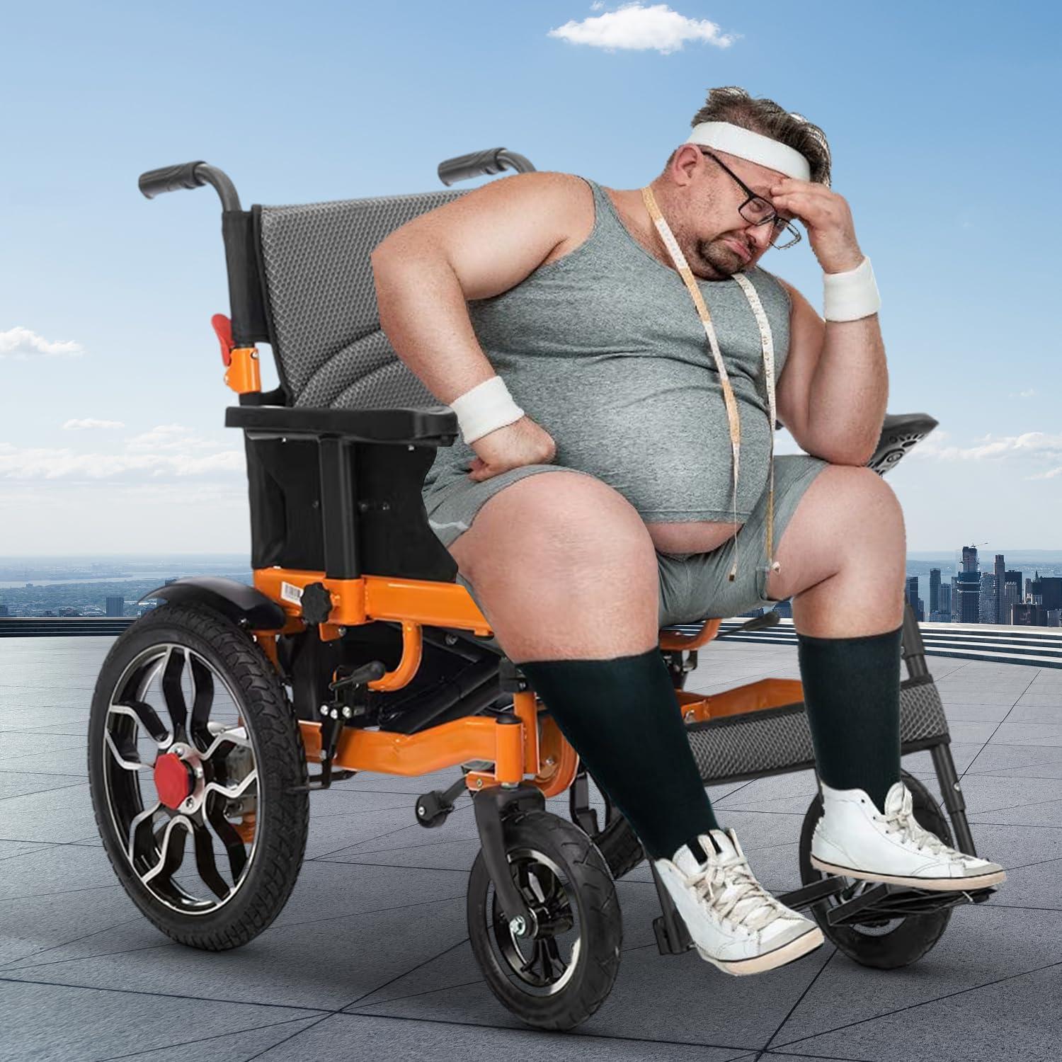 MSFDC Lightweight Electric Wheelchair,Foldable Electric Wheelchairs for Adults,20 Mile Long Travel Range Power Wheelchairs Intelligent Motorized Wheelchair for Seniors,Portable Airline Approved (20in Seat)