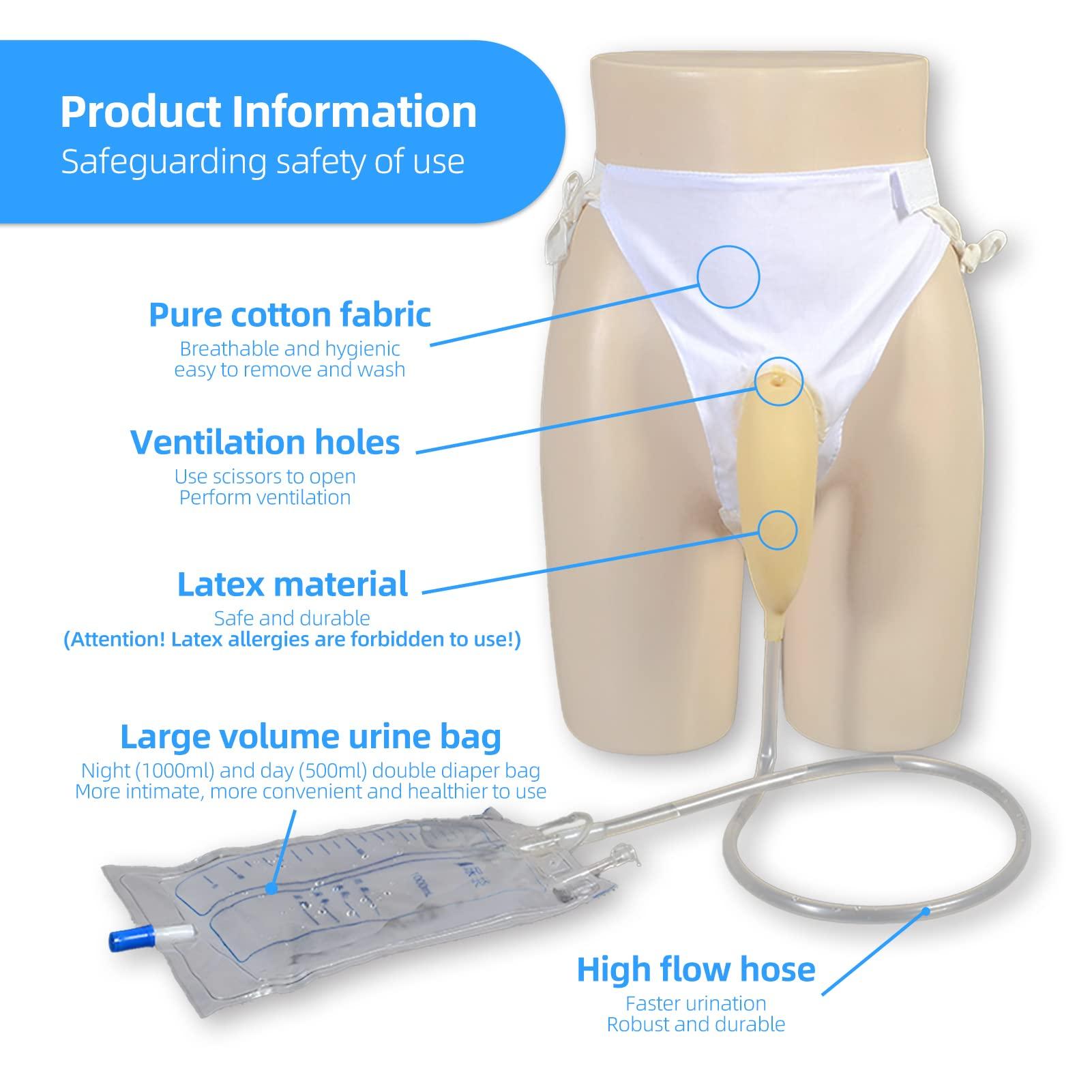 LP-sunshine Wearable Urinal for Men, Reusable Protable Latex Material with Collection Urine Bag, Urinary Drainage Bag System for Elderly Bedridden Patients Male (Urinal+Urine Bag+Leg Bag)