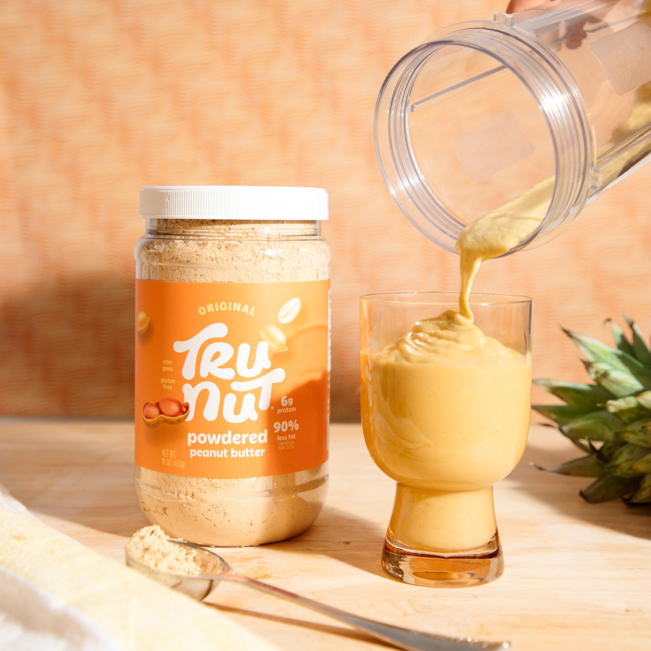 Tru-Nut Tru-Nut Peanut Butter Powder - Made with Natural Ingredients - Vegan, Low Carb, Gluten Free, Non GMO - Low Calorie Peanut Butter Protein Powder - Peanut Butter Flavor, 16oz