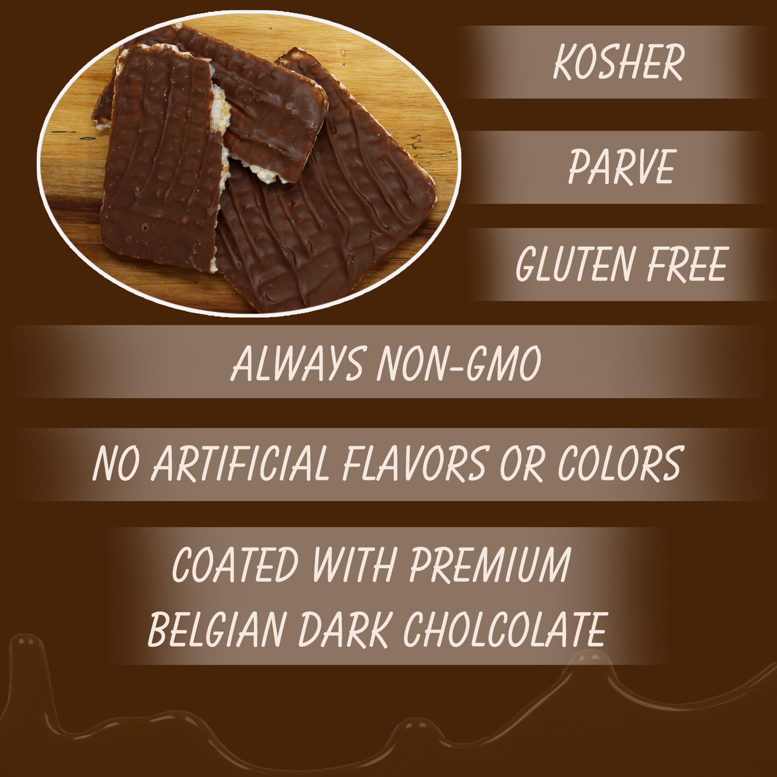 SNACKTERY Dark Chocolate Rice Cakes - Chocolate Coated Rice Cake Snacks - Whole Grain Dairy Free Gluten Free Rice Cakes - Healthy Low Calorie Snacks - Kosher - 3 Pack - 6 Cakes Per Pack - 18 Total