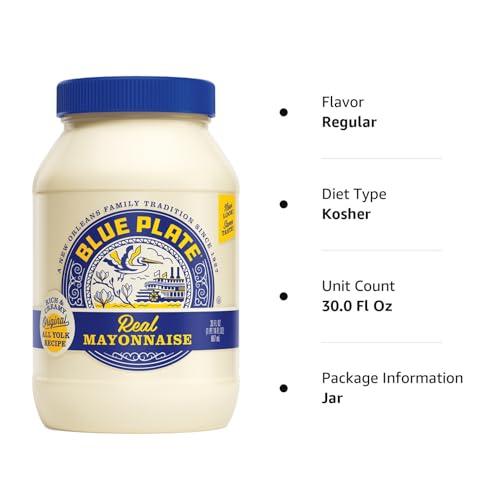 Blue Plate Mayonnaise Blue Plate Real Mayonnaise, Homestyle Mayo For Chicken Salad to Deviled Eggs, 30 Fl Oz (Pack of 1)
