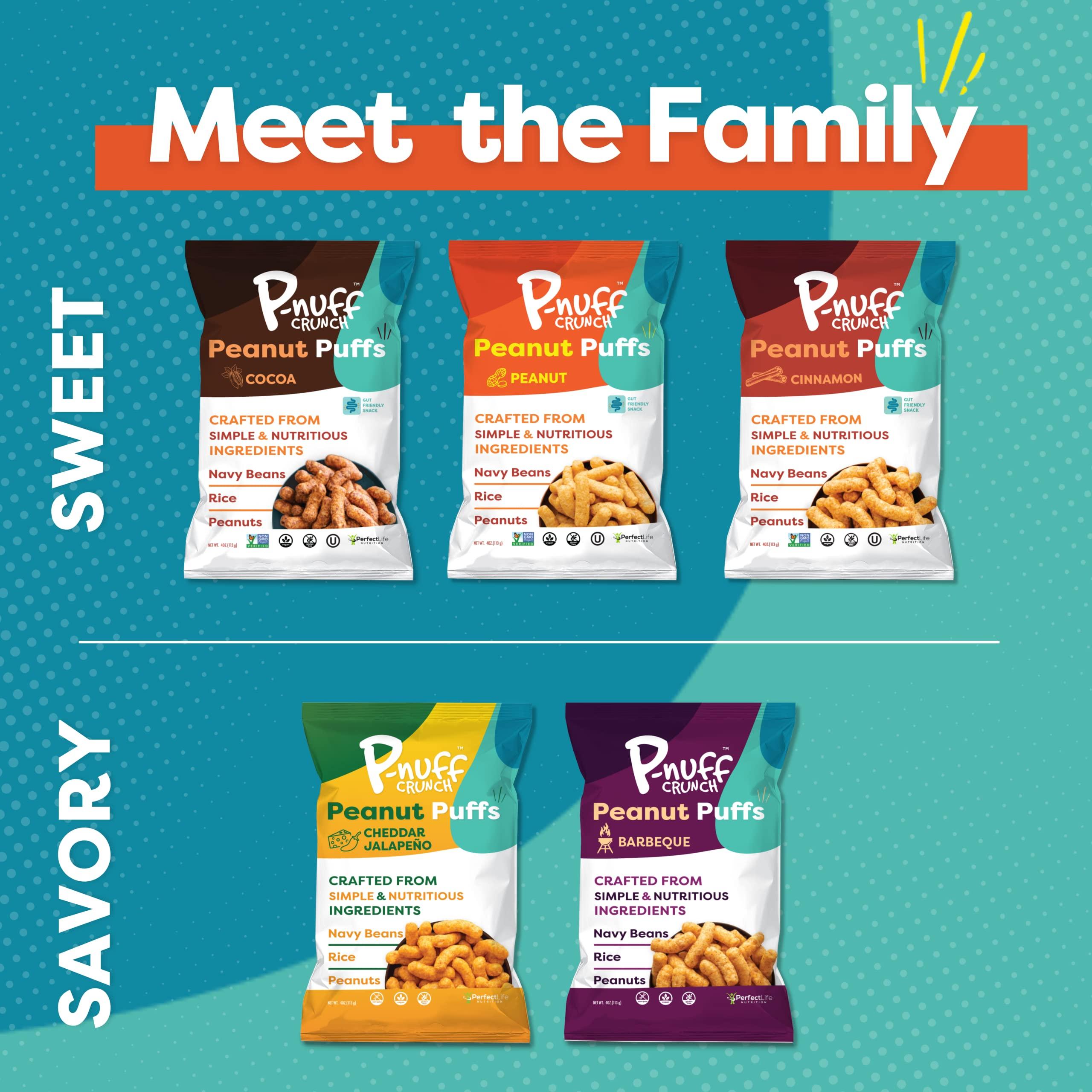 P-Nuff Pnuff Crunch Peanut Butter Puffs - Healthy Snacks, Low Calorie Snacks, Gluten Free Snacks, Vegan Snack, High Protein, Keto, Office Snacks, as Seen on Shark Tank - Savory Variety, 4 Oz Bag (Pack of 15)