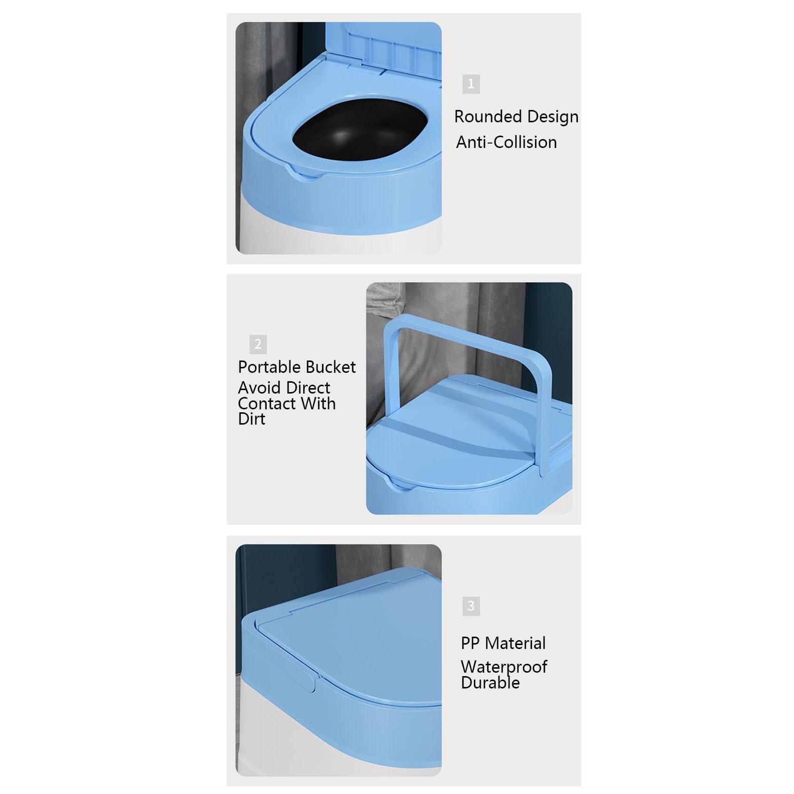 JATIBOSH Raised Toilet Seat with Handles Up to 500 Lbs, Elevated Handicap Toilet Seat Riser for Seniors Waterproof, Non Slip, Stand Alone Toilet Safety Frame, Fit Any Toilet, Blue