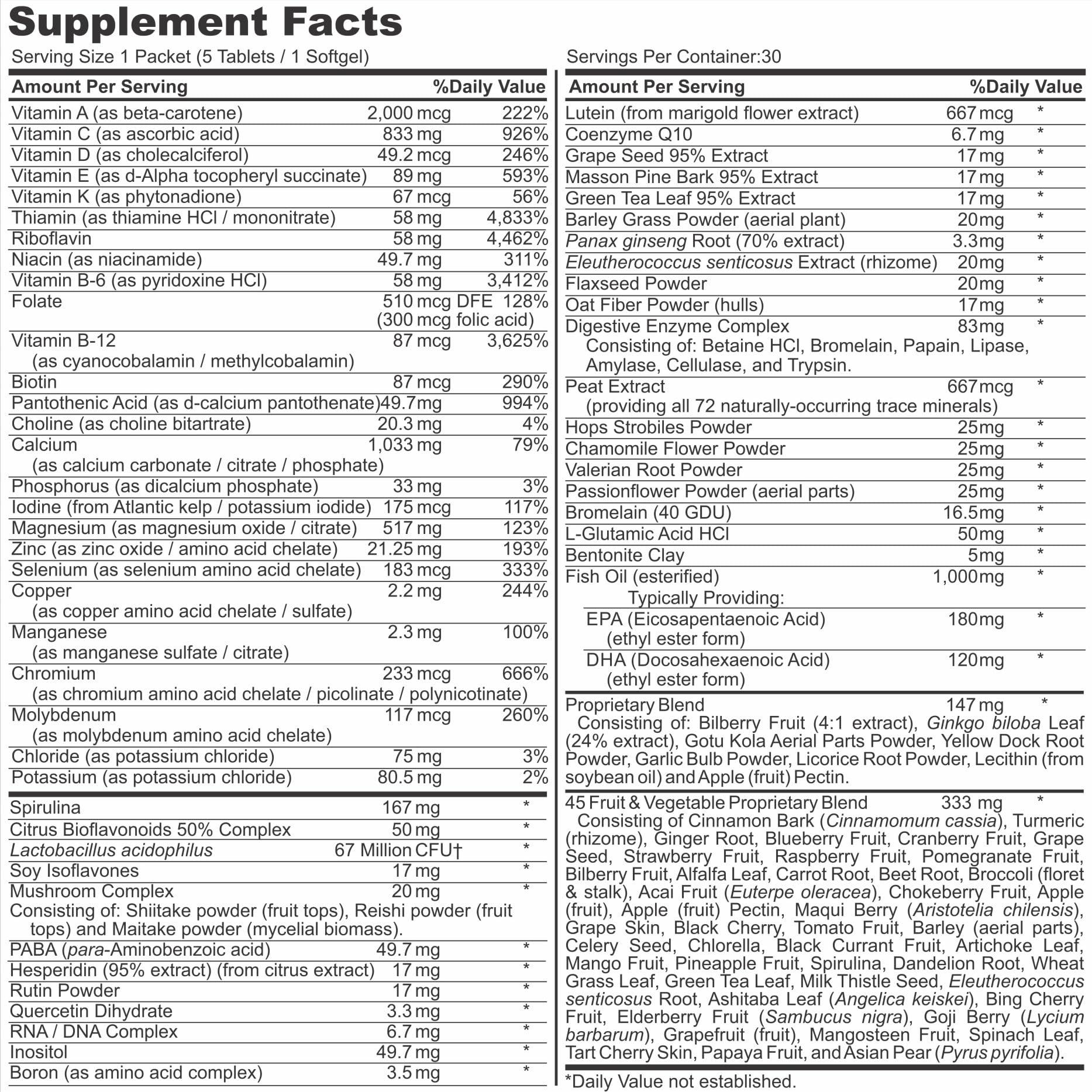 Healthy 'N Fit Healthy \'N Fit NUTRI Pack - 30 Day Pkt -One Pack Daily, Multivitamin All-in-One Packets