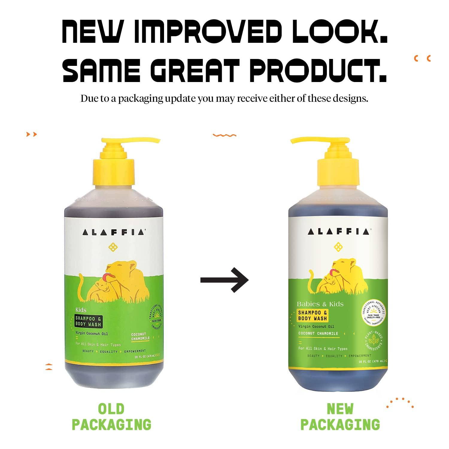 Alaffia Alaffia EveryDay Coconut Shampoo & Body Wash - Babies and Kids, Gentle and Non-Irritating Support for Soft Hair and Skin with Yarrow and Chamomile, Fair Trade, Coconut Chamomile 16 Fl Oz