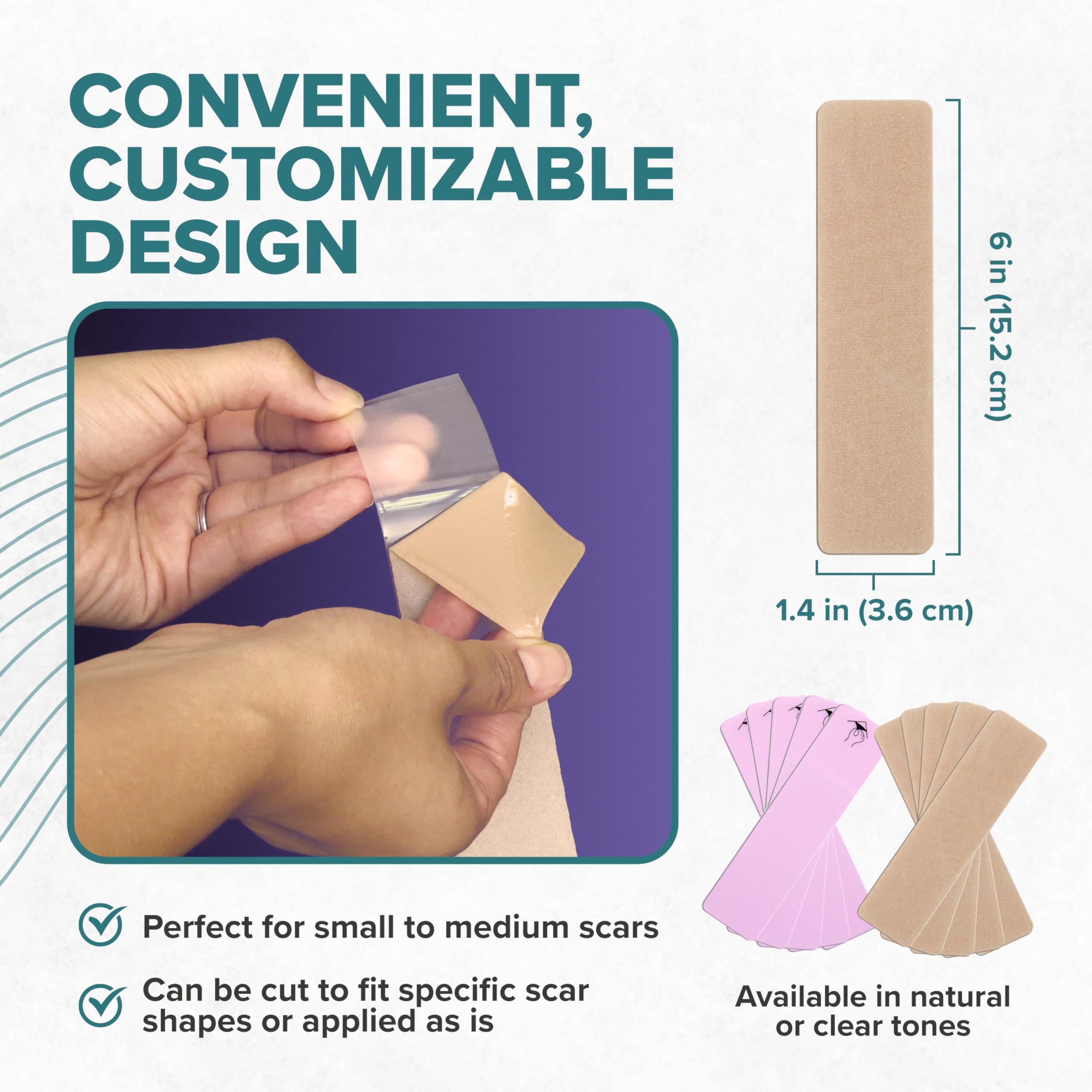 BIODERMIS Epiderm Silicone Gel Scar Sheets - Premium-Grade Silicone Scar Sheets for Optimal Scar Care - Versatile, Flexible & Reusable - Ideal for C-Section, Tummy Tuck & Hysterectomy Scars - 1.4x6 in, Natural
