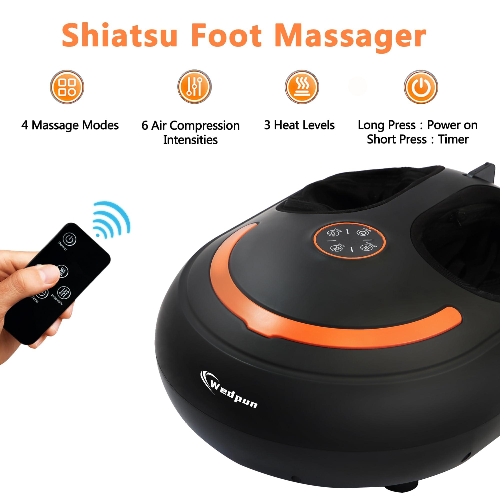 Wedpun Wedpun Foot Massager with Heat Shiatsu Foot Massager with Remote Deep Kneading Relief for Tired Electric Feet Massager Machine for Home and Office Gifts for Mom Dad Fits up to Men Size 13 Black