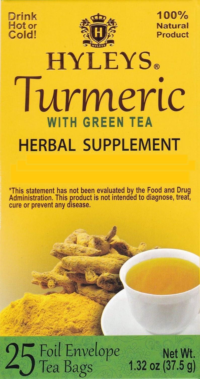 HYLEYS Tea Hyleys Turmeric & Green Tea - Natural Antioxidant Herbal Tea - 25 Tea Bags