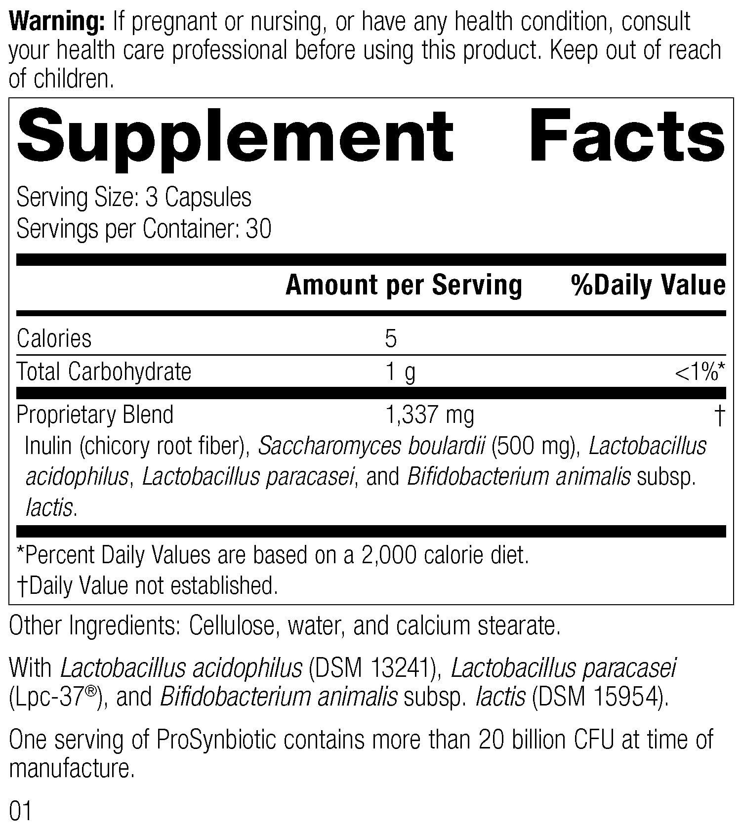 Standard Process Inc. Standard Process ProSynbiotic - Whole Food Bowel, Immune Support, Digestion and Digestive Health with Bifidobacterium, Chicory Root, Lactobacillus Acidophilus, and Inulin - Vegetarian - 90 Capsules