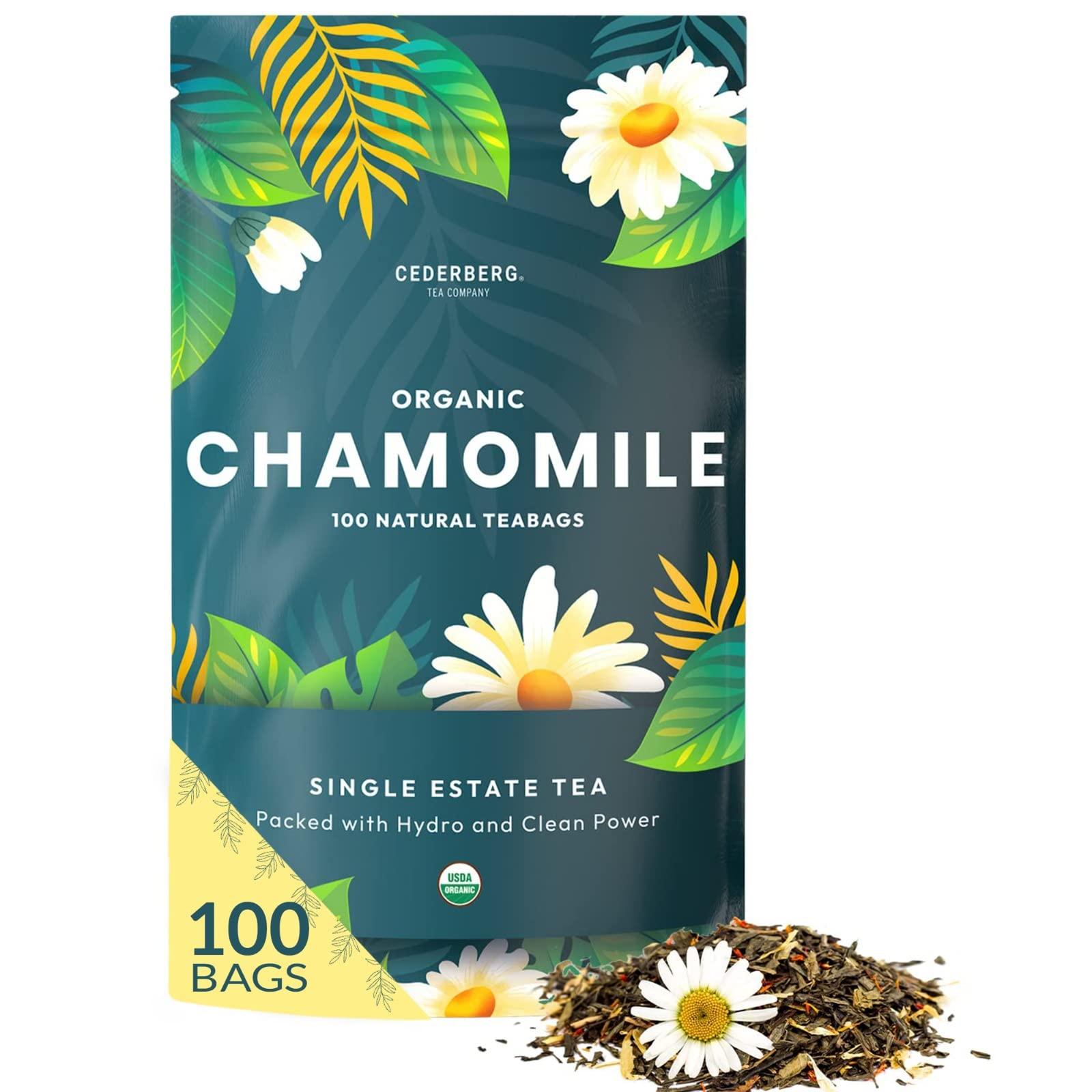 Cederberg Tea Company Organic Chamomile Tea — 100 Tea Bags | Organic Herbal Tea From Single Origin | Eco-Friendly Tea Bags | Non-GMO Caffeine Free Tea With Zero Sugar | Cederberg Tea Company