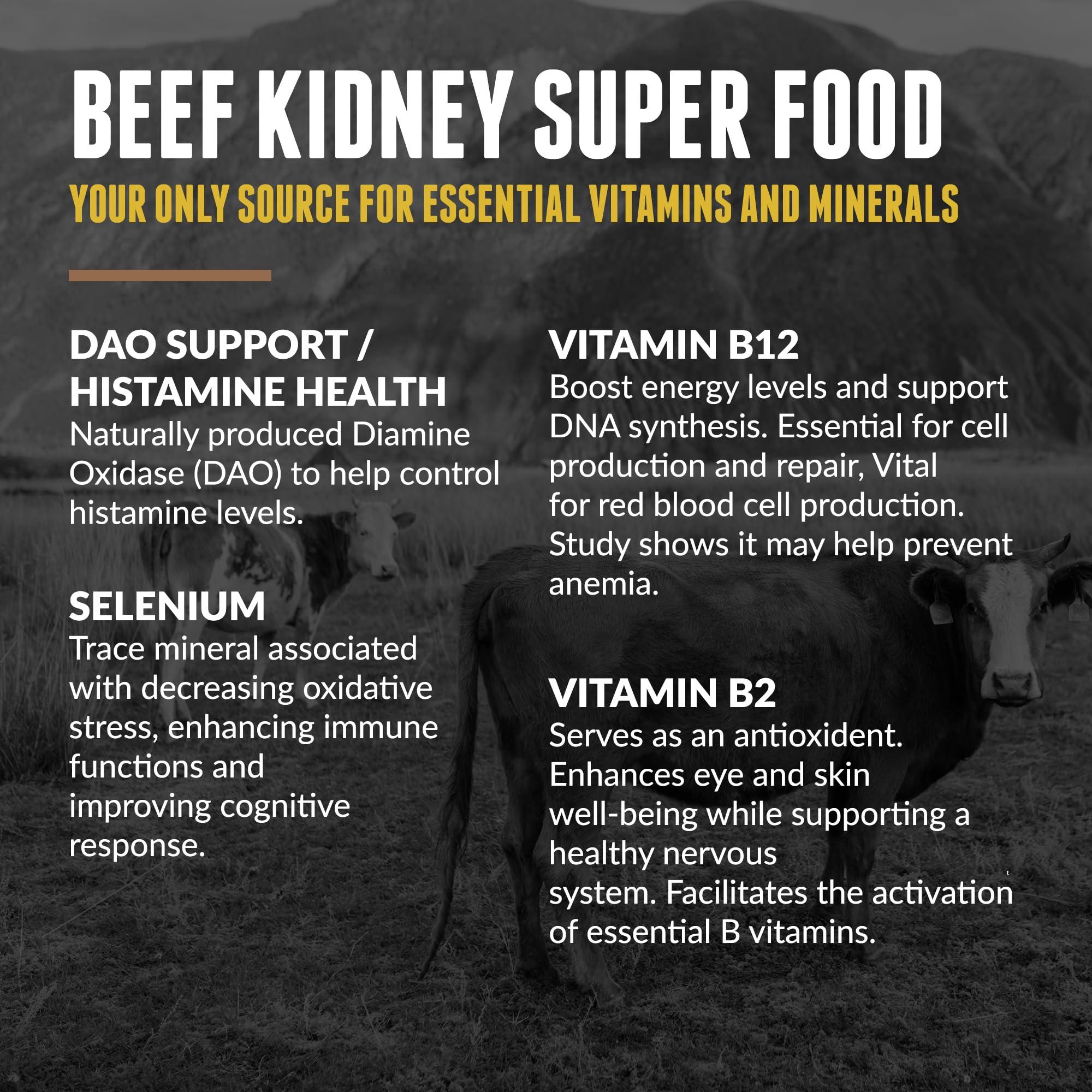 One Earth Health Grass Fed Beef Kidney Supplement - (200 Count) New Zealand Sourced for Kidney Support and DAO Health