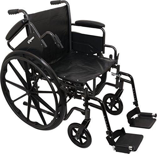 Roscoe Medical ProBasics Comfort Standard Wheelchair - Height Adjustable Seat - Flip Back Desk Arms - 300 Pound Weight Wapacity - Black - Swing-Away Footrest - 16" x 16" Seat