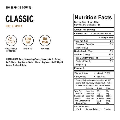 People's Choice Beef Jerky People's Choice Beef Jerky - Classic - Hot & Spicy - Big Slab - Whole Muscle Premium Cuts - Bulk Jerky Package - Thin Sheets - Low Sodium Low Salt High Protein Meat Snack - 15 Count, 1 Bag