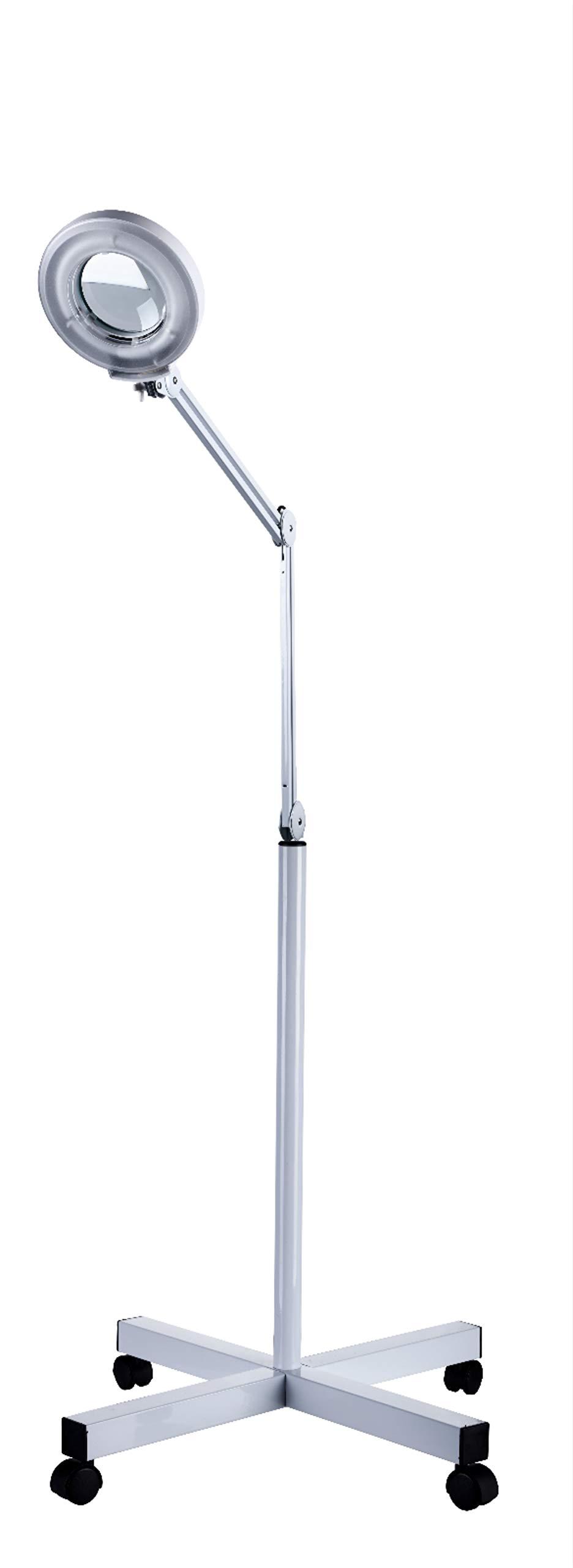Salon Style Salon Style LED Magnifying Glass Floor Lamp - 4 Wheel Rolling Base Reading Magnifier Light with Gooseneck - for Professional Tasks and Crafts