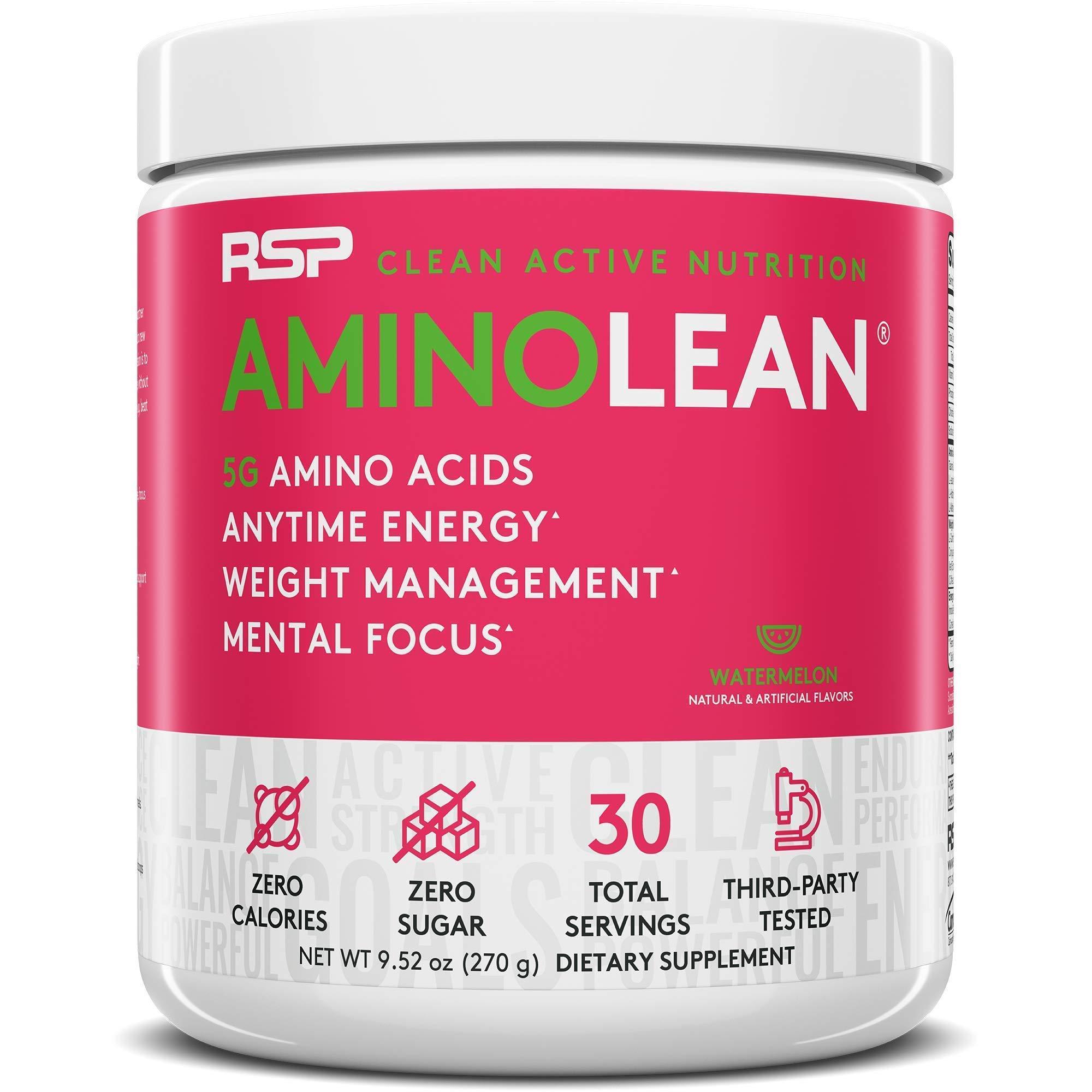 RSP NUTRITION RSP NUTRITION AminoLean Pre Workout Energy (Watermelon 30 Servings) with TrueFit Protein Powder (Vanilla 2 LB)