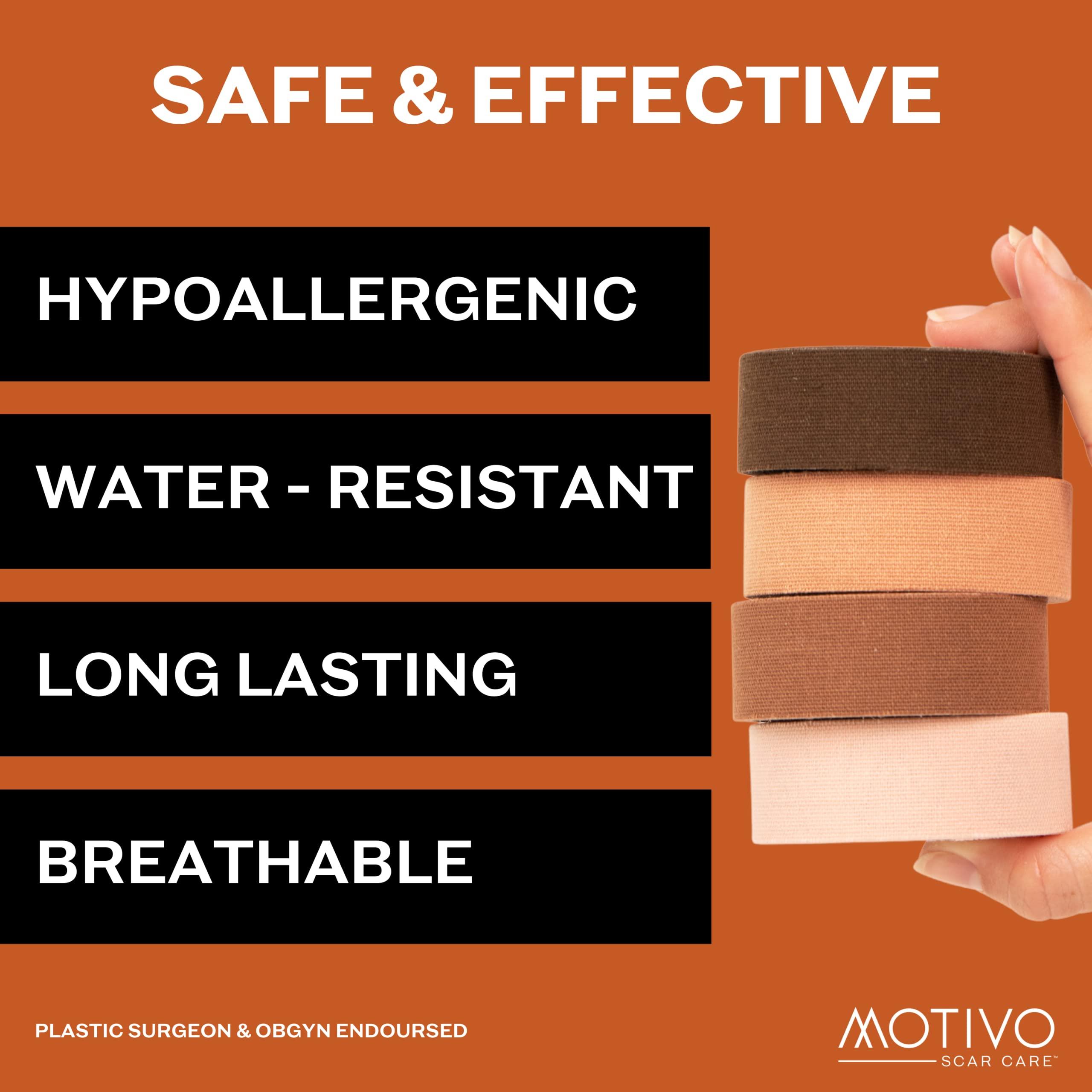 Motivo Scar Care Motivo Advanced Scar Care Bundle: Scar Tape & Roller Serum (10ml) | Water & Sweat Resistant, Long-Lasting, Suitable for All Skin Types | Ideal for Surgical, C-Section, Trauma, & Acne Scars | Espresso