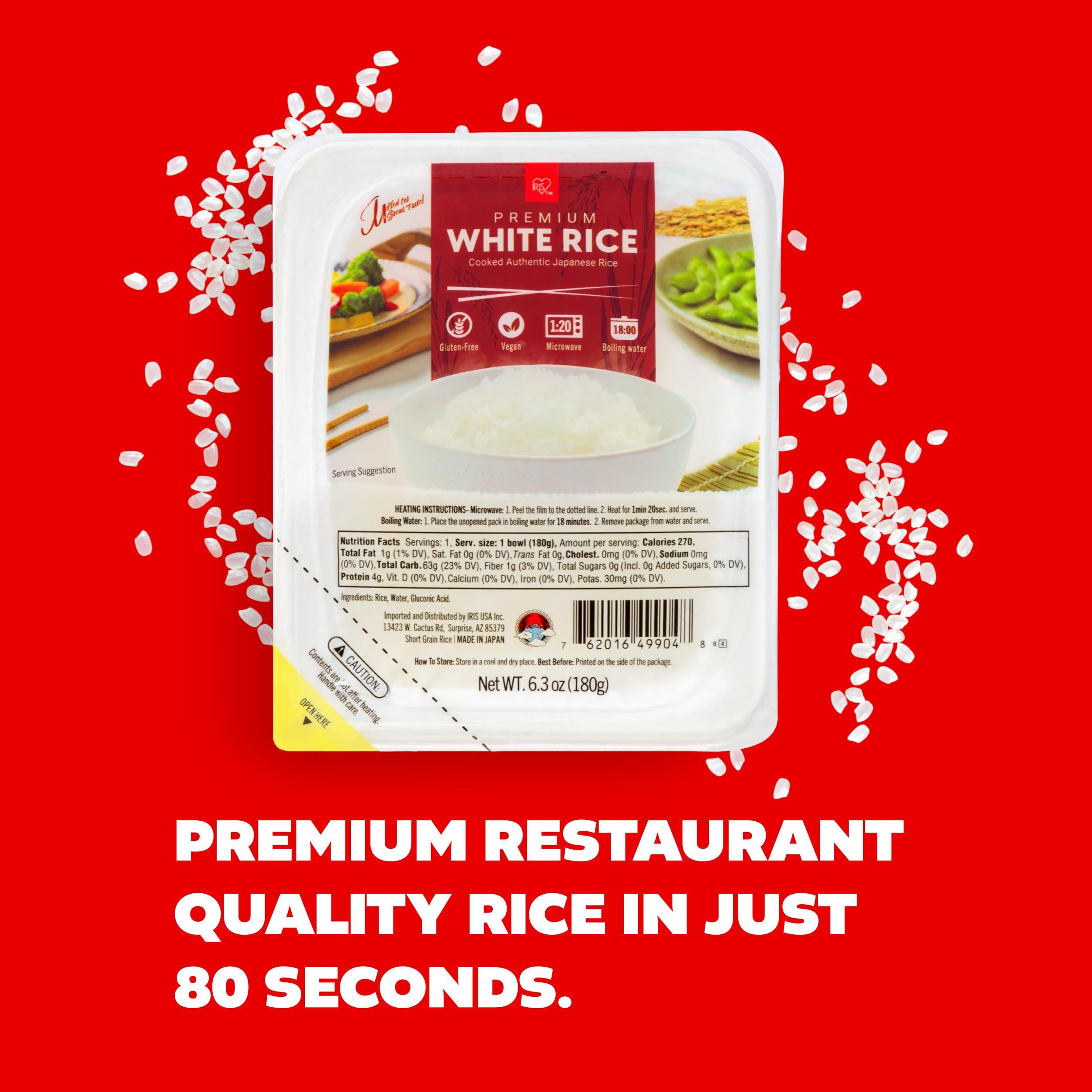 IRIS IRIS Instant White Sushi Rice (10 Pack), Premium Japanese Short Grain Sticky Rice, Microwave for 80 seconds (1.2 Minutes), Gluten Free Vegan, Grown Polished and Packed in Japan