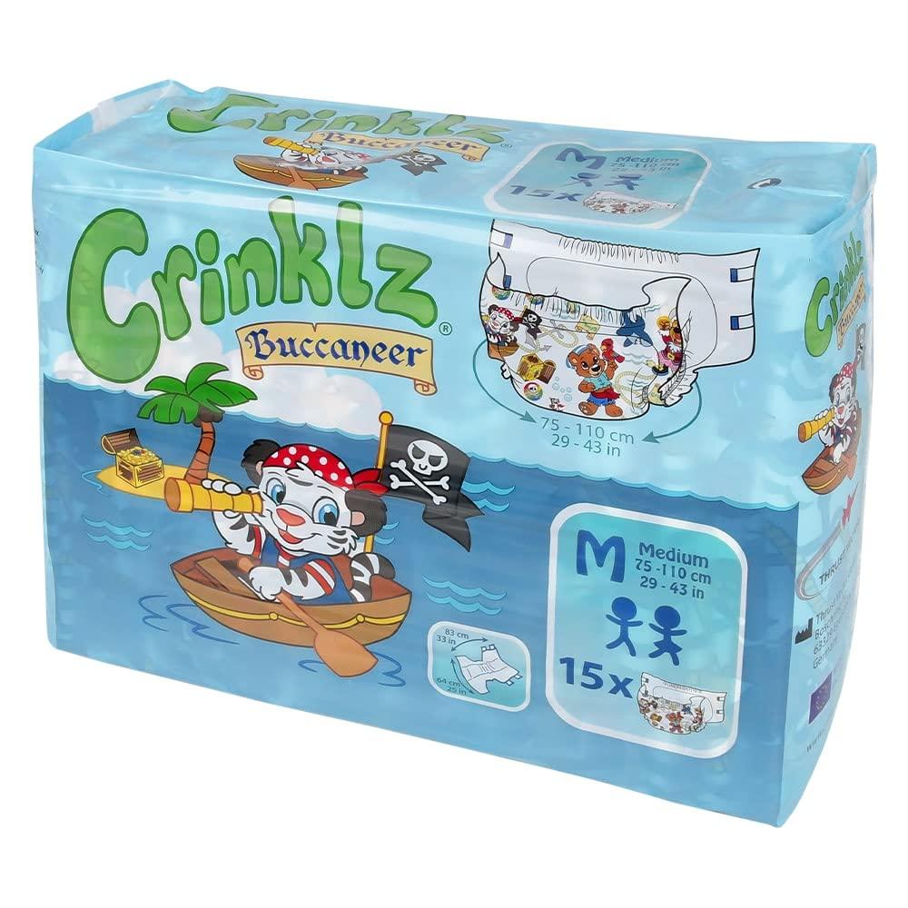 Crinklz Crinklz Tab-Style Briefs Adult Printed Diapers, Buccaneer, Medium, Case/60 (4/15s)
