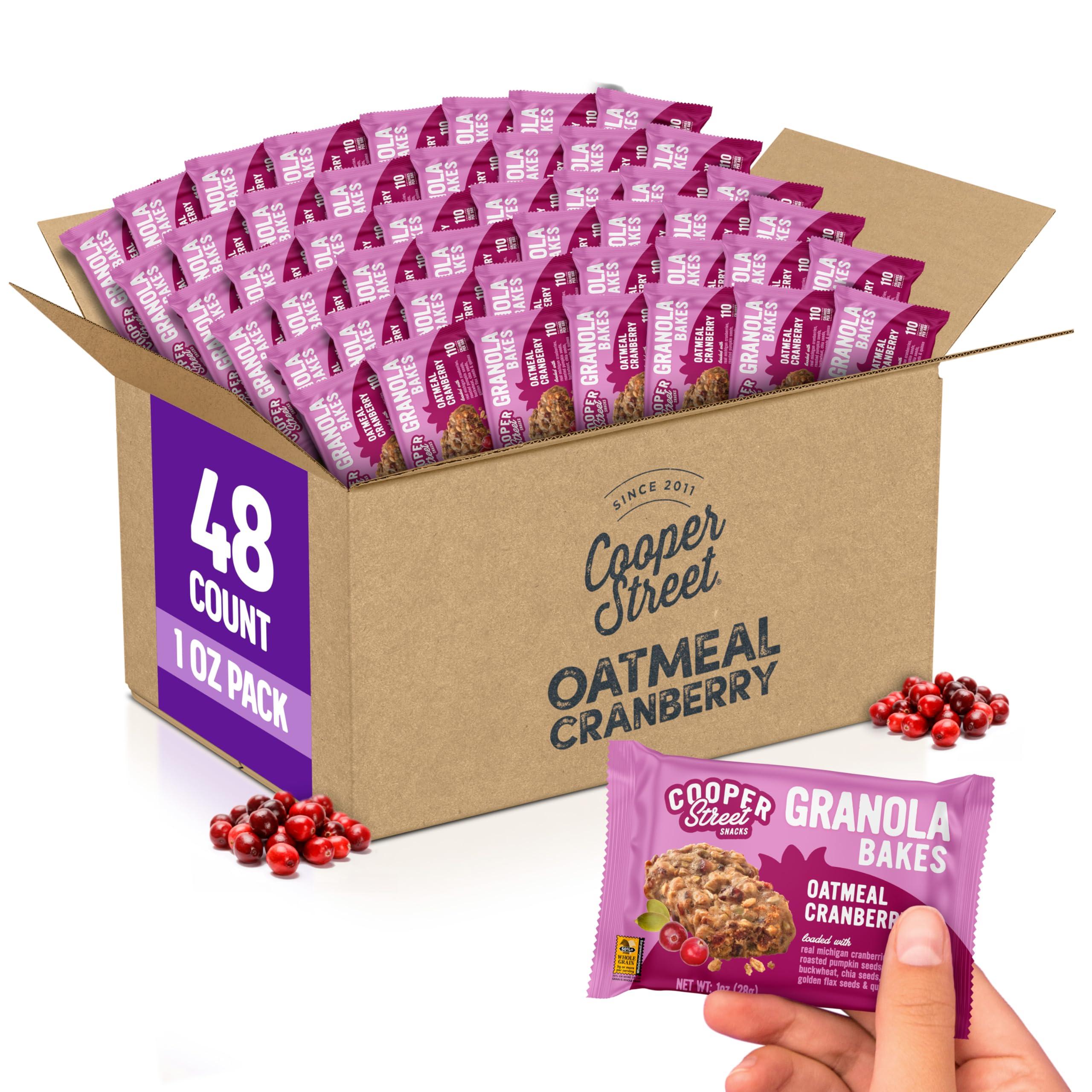 COOPER STREET Cooper Street Granola Cookie Bake - Chewy Granola Bars with Chia, Flax, Buckwheat and Oats in Delicious Oatmeal Cranberry Flavor | Individually Wrapped Healthy Breakfast Bars | 1 oz | 48 Pack