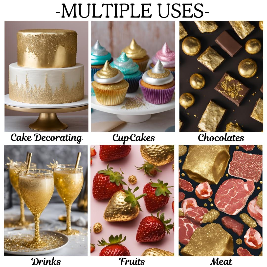 DAZZLE DUST BULK-(15g) Edible Gold Dust, Edible Glitter for cocktails Gold Luster Dust, Gold Edible Glitter For Drinks, Cakes, Edible Gold Paint, Edible Glitter For Cakes,100% Food Safe.