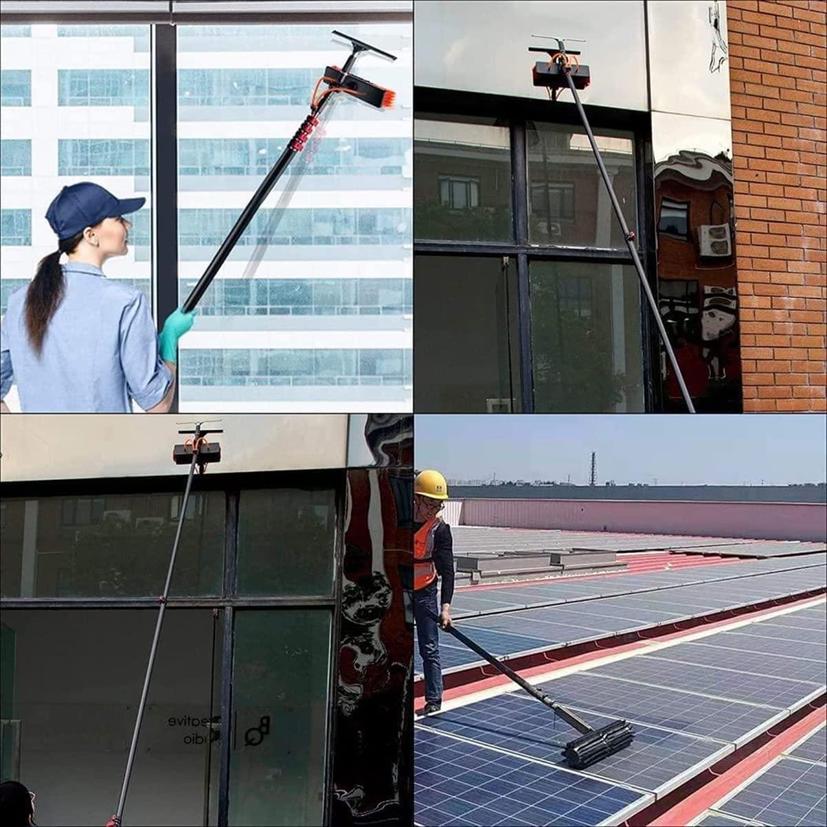WWTSMYXGS 3.6-10.8M Window Cleaning Pole,Water Fed Telescopic Brush,Window Cleaner Kit with Squeegee,Extendable Solar Panel Washing Equipment Cleaning Conservatory Roof Extendable Cleaner (5.4M)