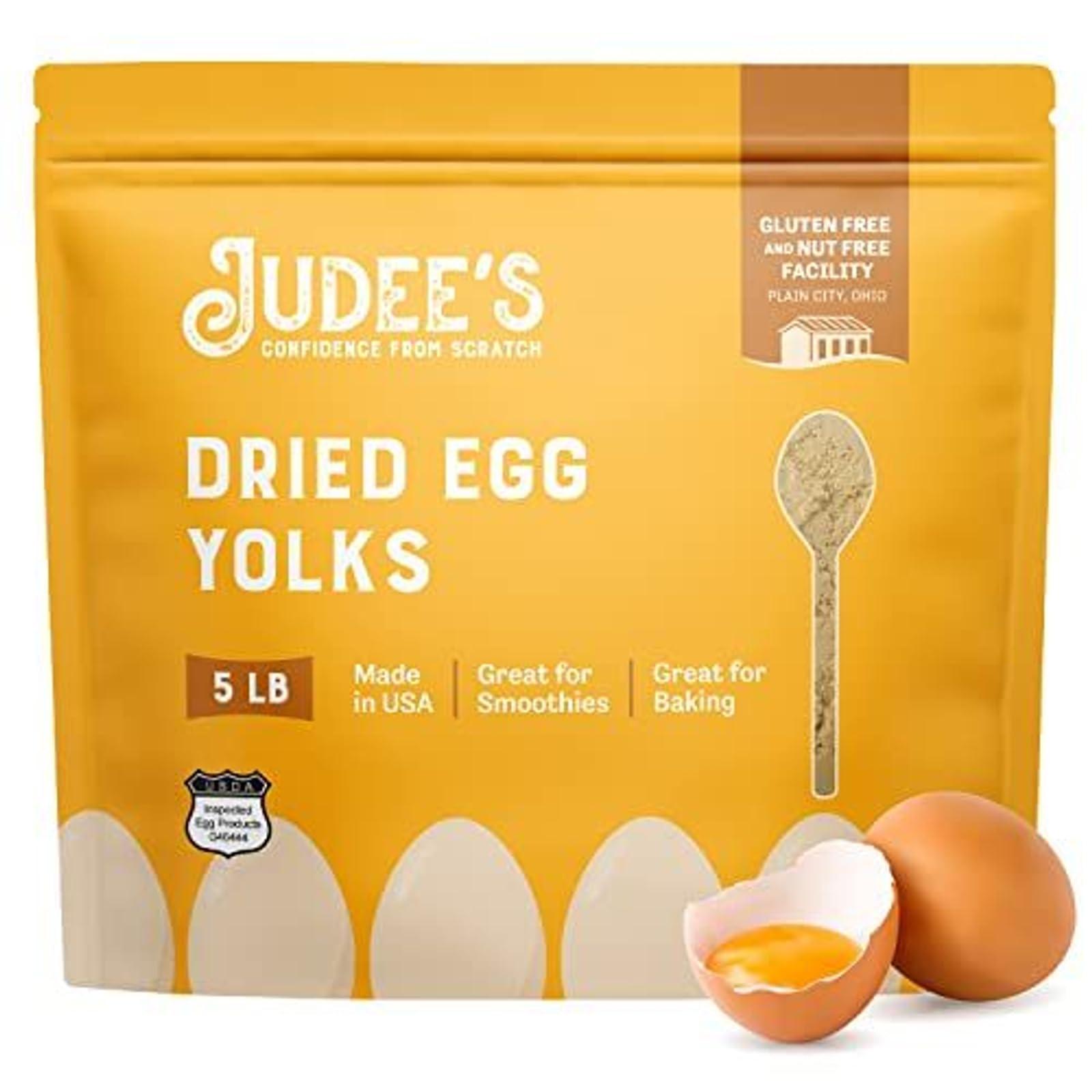 Judee's Gluten Free Judee's Dried Egg Yolk Powder - 5 lb XL Pouch - Baking Supplies - Delicious and 100% Gluten-Free - Perfect for Homemade Baked Goods, Sauces, Ice Cream Toppings, and More - Great Source of Protein