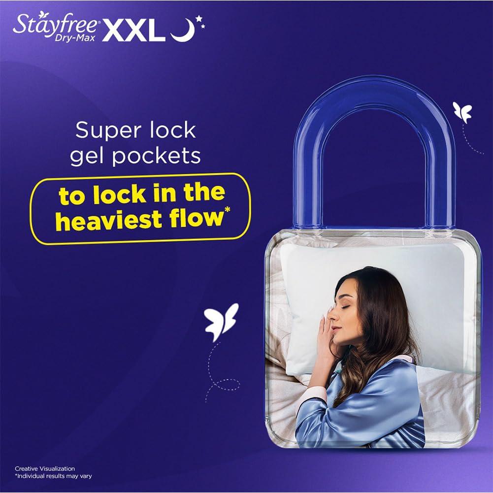 Stayfree Stayfree Dry Max All Night XL Dry Cover Sanitary Pads For Women With Wings, 28 Pads