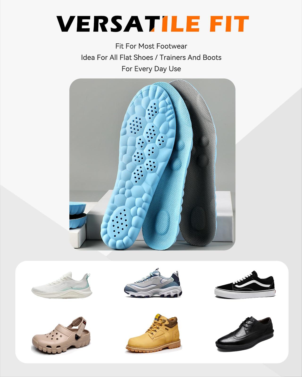MINIQ Plantar Fasciitis Feet Insoles,Cloud Insole for Men & Women, Support Orthotics, Energizing Comfort Shoe Insert, Breathable & Sweat-Absorbent, Arch Support Insole(M [US M: 8-8.5/W: 9-10])