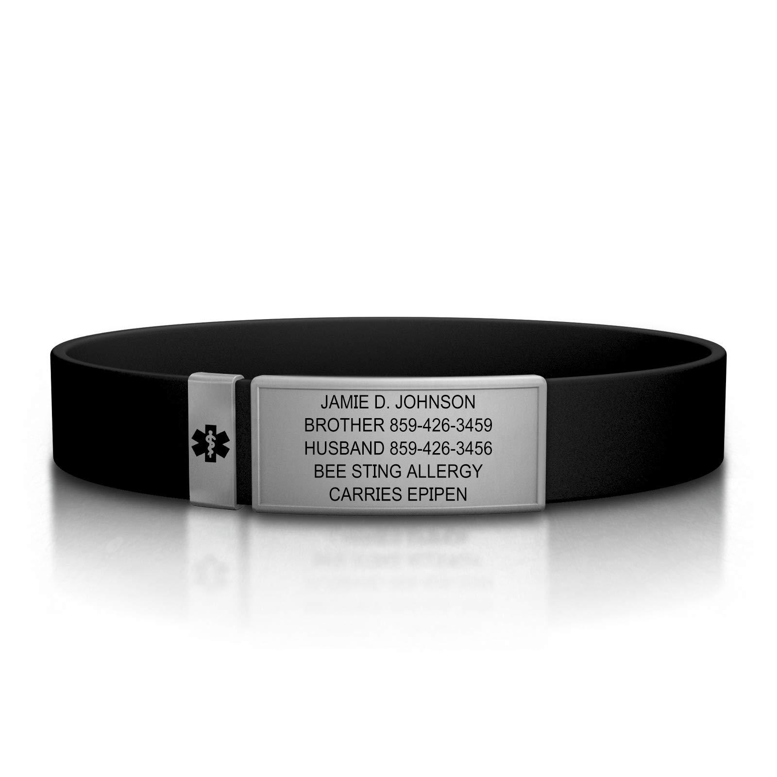 Road ID Road ID Medical Alert Bracelet for Men and Women - Stretchable and Comfy Silicone Bracelets for Identification, Emergency & Medical Information for Athletes & Travelers (13mm Wide)