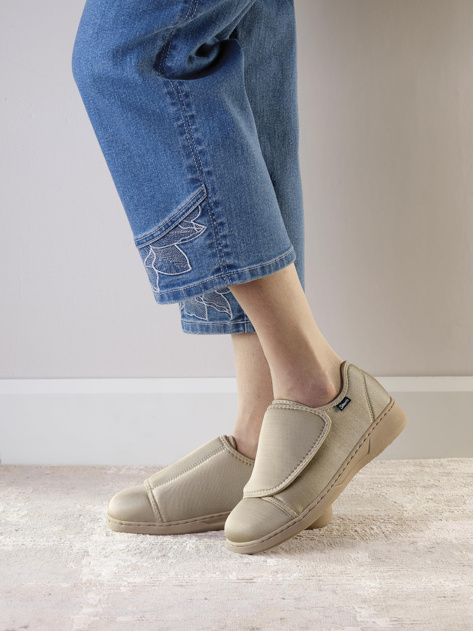 Silvert's Adaptive Clothing & Footwear Silvert's Adaptive Clothing & Footwear Women’s Ultra Comfort Flex Neoprene Extra Wide Shoes for Seniors - Beige 7