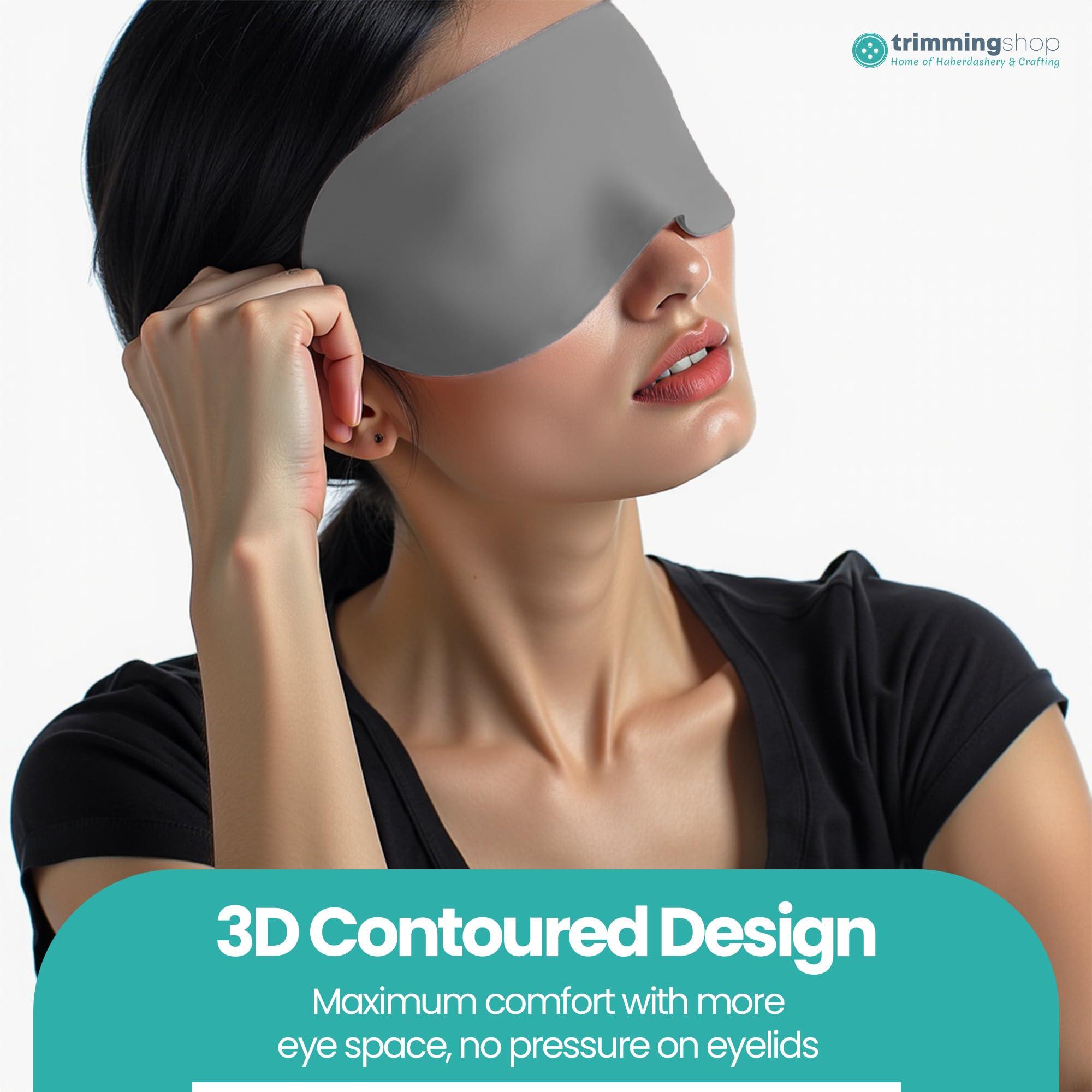 Trimming Shop 3D Contoured Eye Mask for Sleeping, Luxury Blindfold Sleep Mask with Adjustable Strap, Soft and Comfortable Night Eye Mask for Men Women, Light Blocking Eye Blinder for Travel Sleeping, Grey