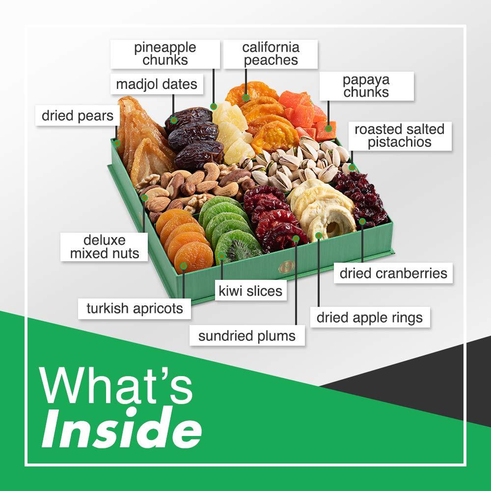 Nut Haven Holiday Christmas Dried Fruit & Nuts Gift Basket - Fresh Dried Fruit & Nuts Gift Basket - Assorted Food Gift Box for Thanksgiving, Family, Men, Women, Husband, Sympathy, Men & Women.