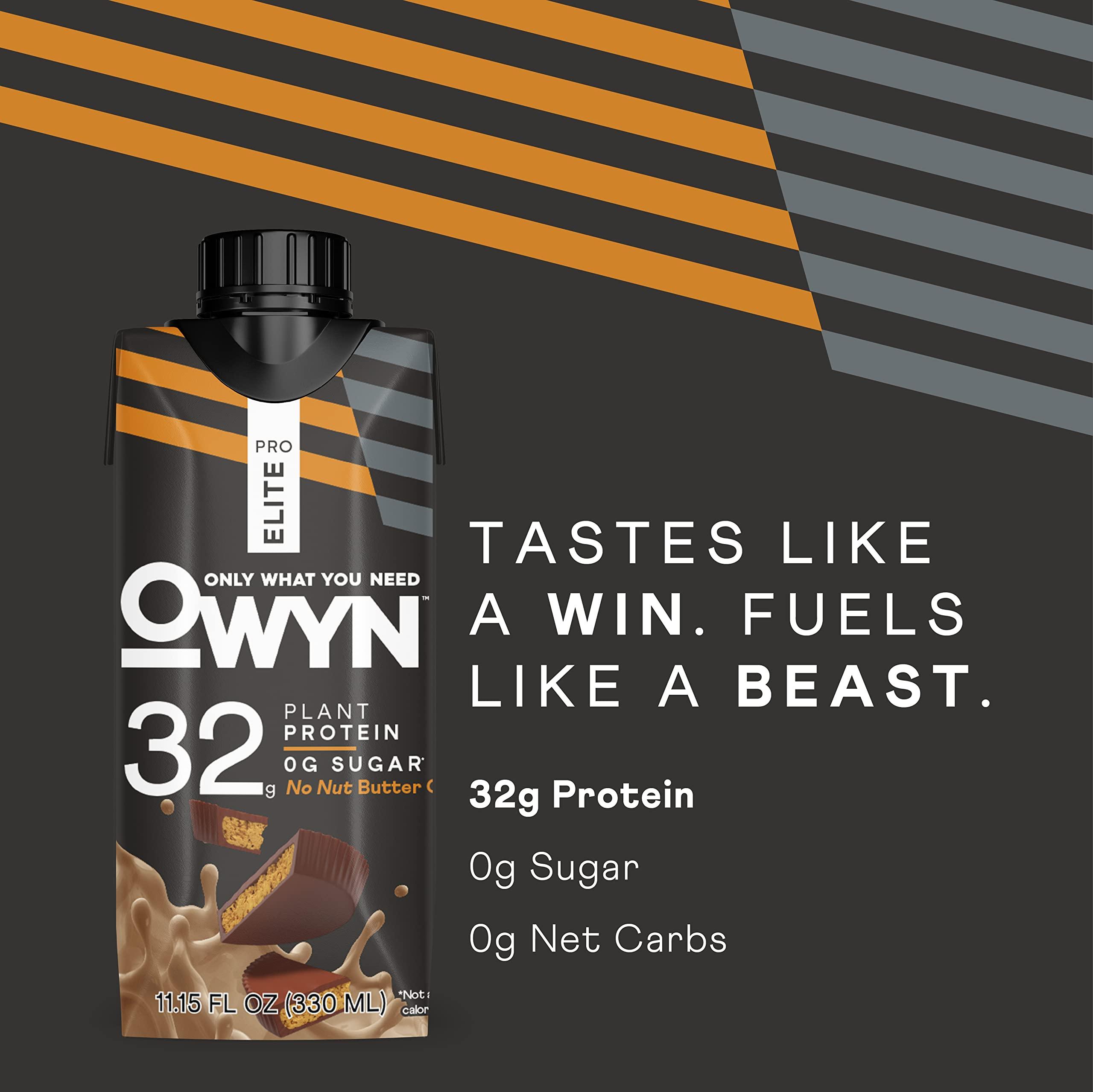 OWYN Only What You Need OWYN Pro Elite Vegan Plant-Based High Protein Shake, No Nut Butter Cup, 32g Plant Protein, Superfoods Greens for Workout and Recovery, 0g Net Carbs, Zero Sugar, Keto (12 Pack)