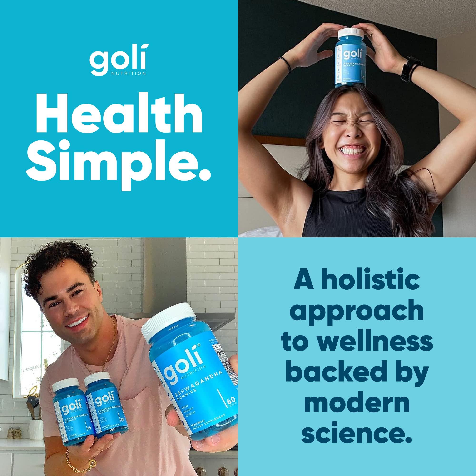 Goli Goli Ashwagandha & Vitamin D Gummy 120 Count - Relax. Restore. Unwind. (Mixed Berry, KSM-66, Vegan, Plant Based, Non-GMO, Gluten-Free & Gelatin Free), Pack of 2