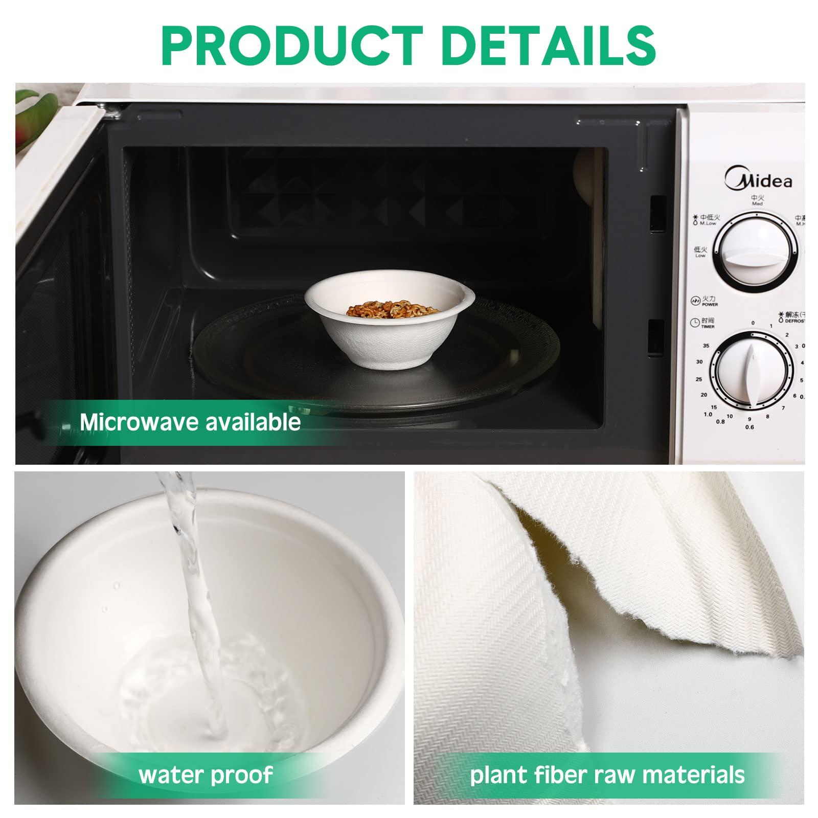 Potchen 300 Pack Disposable Paper Bowls Quality White Bowls Small Sugar Cane Fibers Party for Ice Cream Fruits Salad Soup Hot or Cold Use Catering Picnics Camping and Restaurant Supplies(8 oz,White)