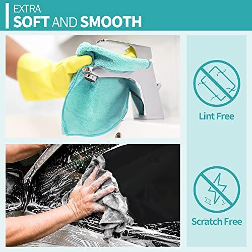 HOMERHYME HOMERHYME Microfiber Cleaning Cloth 12 Plus 20 Pack Cleaning Towels, 12\" x 12\" Dish Cloths, Lint Free Rag, Non-Abrasive Dusting Cloth, Washable, and Reusable