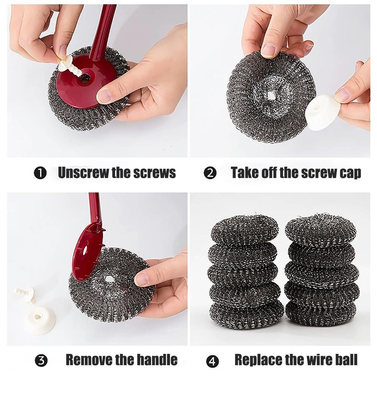 CJKDXDH Replace Wire Cleaning Balls Steel Wool Pan Sponge Metal Dish Scrubber Pot Brushe Kitchen Scrub Super Scrub 6Pcs