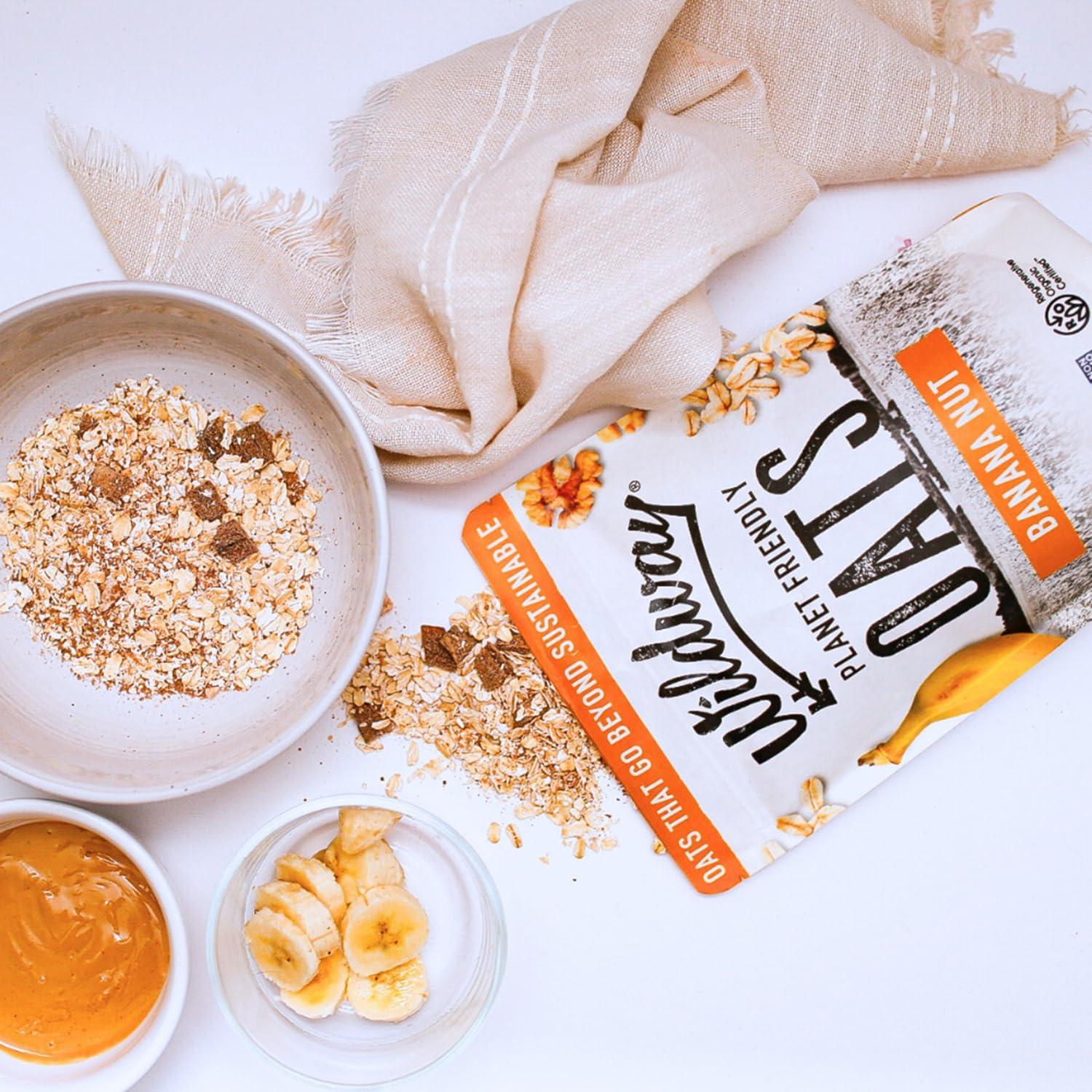 Wildway Wildway Organic Rolled Oats, Overnight Oats | Glyphosate-Free, Gluten-Free Oatmeal | Non-GMO, Plant-Based Protein | Regenerative, Sustainable, Traceable Organic Oats | Banana Nut | 9 Oz
