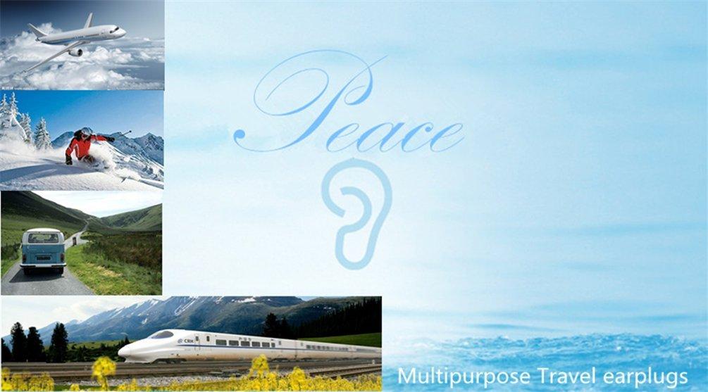 SevenNana Pressure Reducing Ear Plugs Noise Reducing Earplugs Travel Accessory Silicone Hearing Protection Flight earplugs 2Pairs (Blue+Gray-Adult)