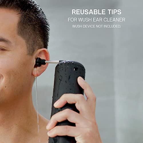 Black Wolf Wush Water Powered Ear Cleaner by Black Wolf, 6 Reusable Replacement Tips - Electric Triple Jet Stream with 3 Pressure Settings Prevents Ear Wax Buildup - Ear Wax Removal Kit