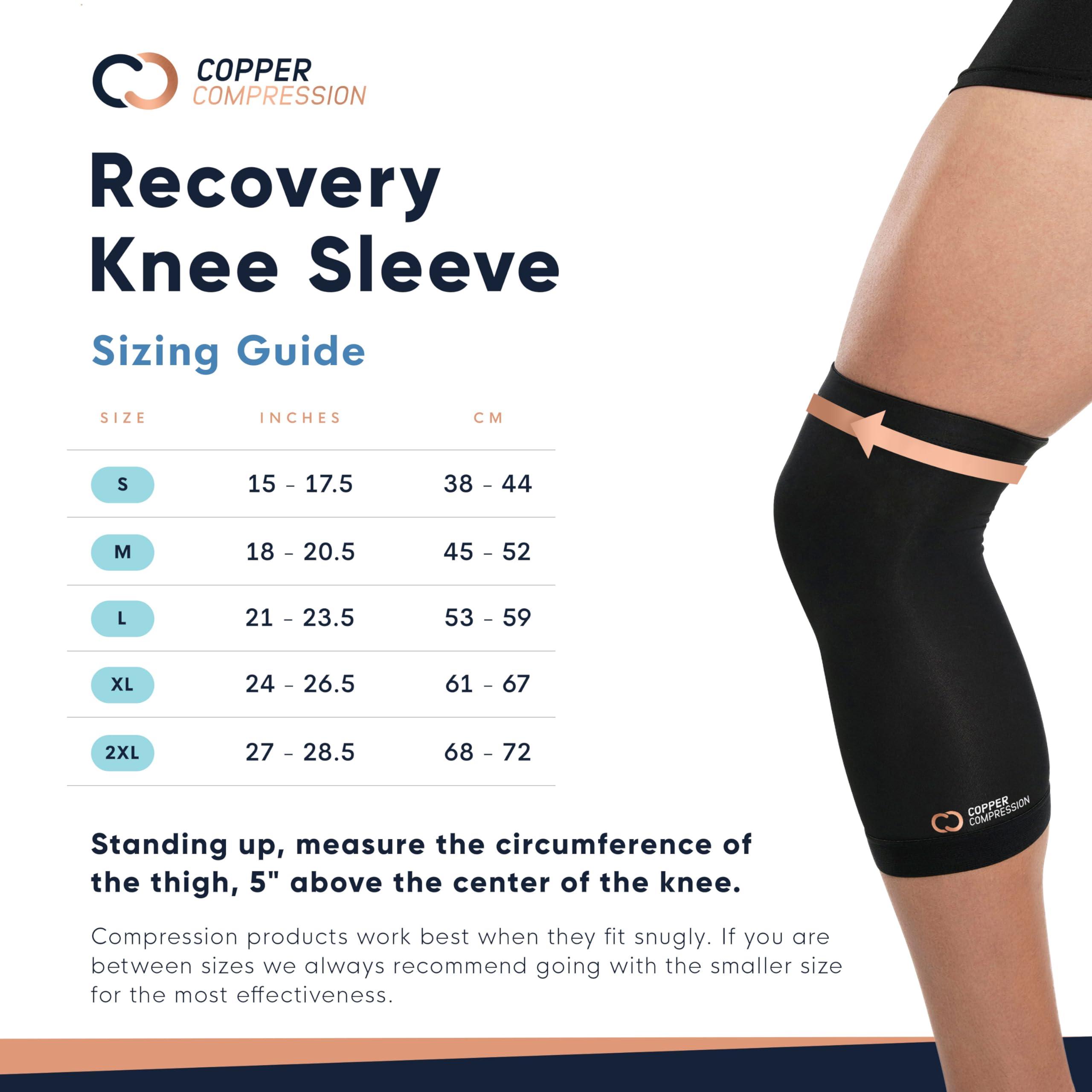 Copper Compression Copper Compression Knee Sleeve - Copper Infused Knee Stabilizer Support Brace for Meniscus Tear, ACL, MCL, Arthritis, Joint Pain Relief, Running, Sports, Hiking - Men & Women - Fits Right/Left - XL