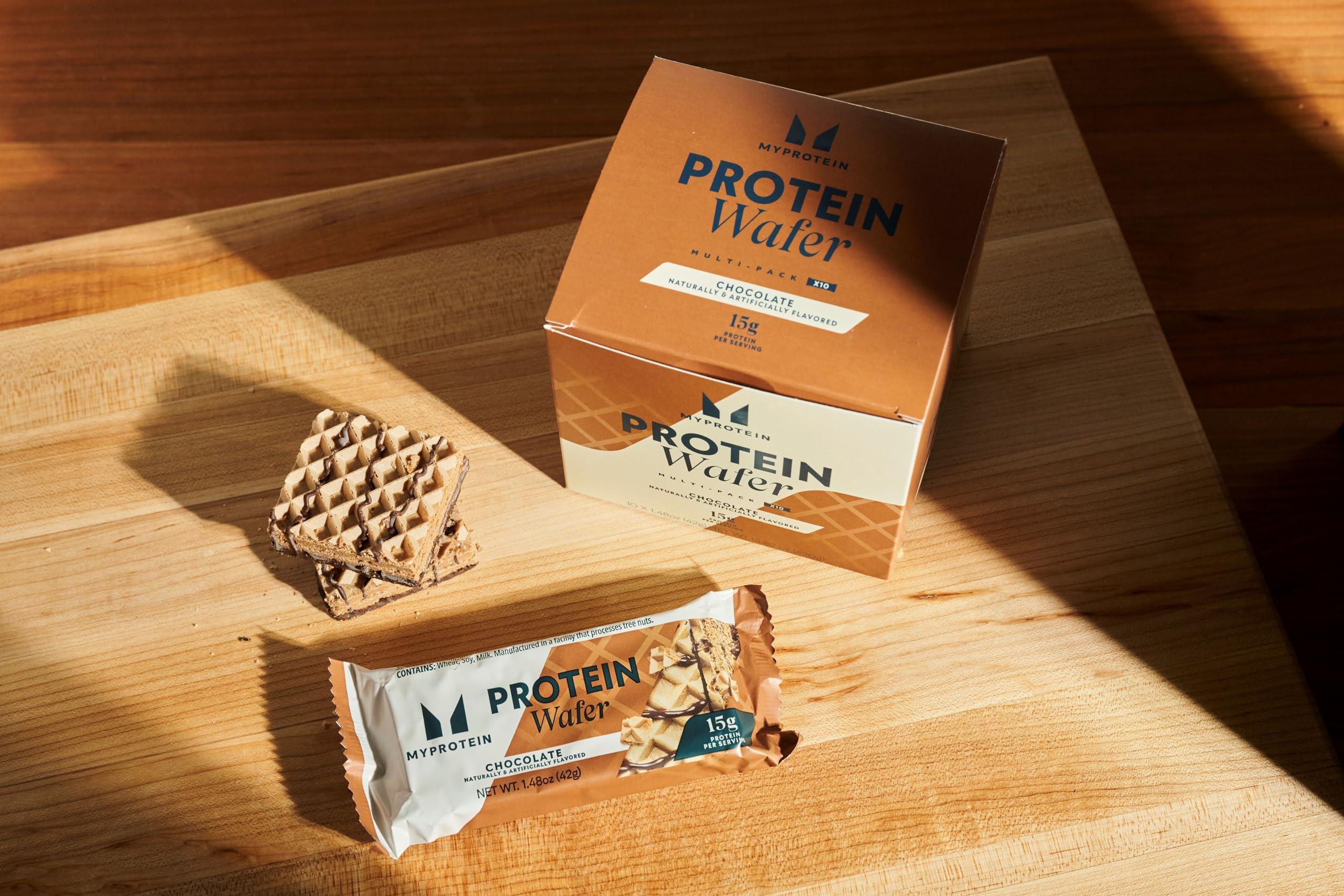 Myprotein Myprotein Protein Bars, Crispy Protein Wafers, 15g High Protein Snacks, Box of 10 Chocolate Wafers Packs, Milk & Whey Protein Isolate, Light & Crunchy Snack Bars, Delicious Protein Bar Squares