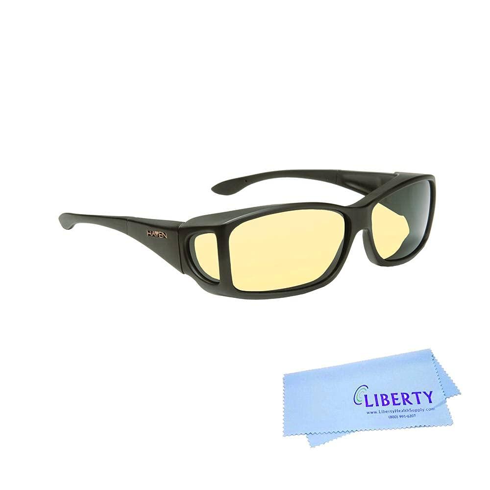 Eschenbach Optik Eschenbach Haven Night Driving Glasses - Yellow Lens Glasses for Driving at Night - Night Driving Glasses for Men and Women | Includes Microfiber Pouch and Liberty Microfiber Cloth (Medium/Large)