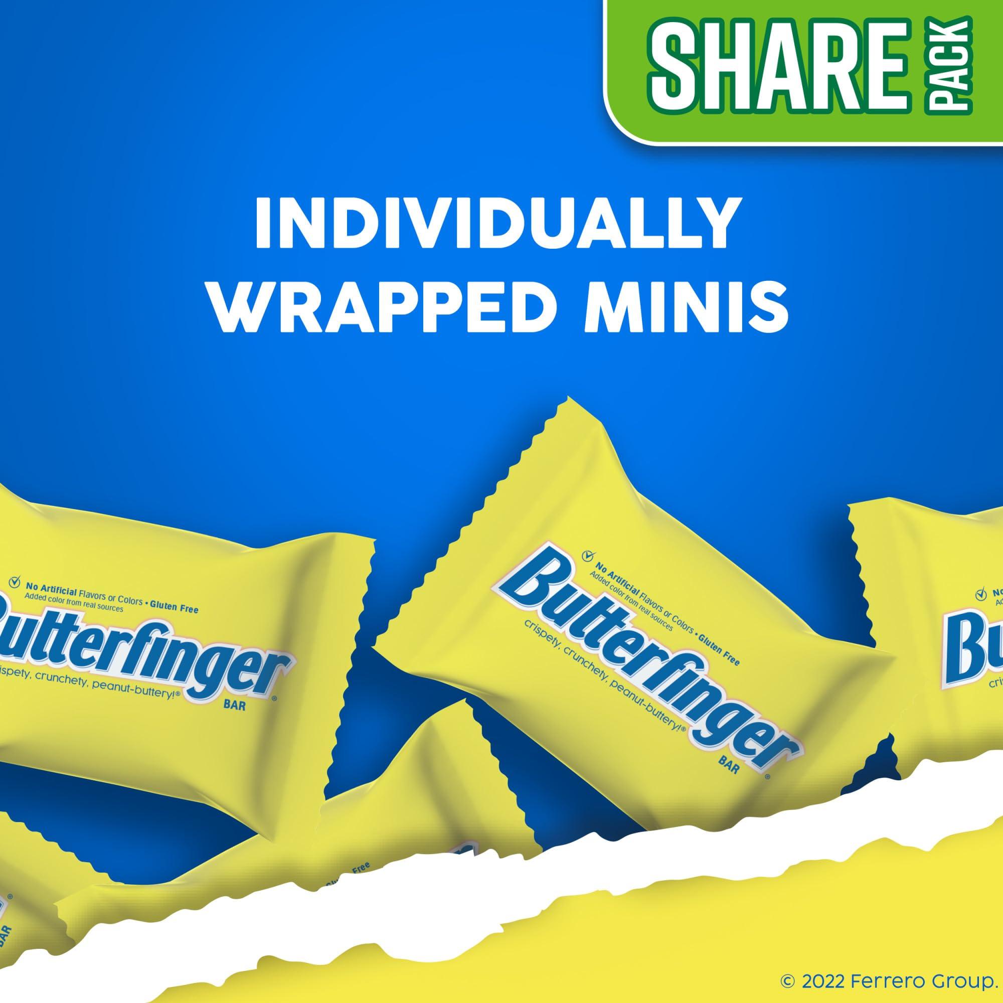 Butterfinger Butterfinger, 8 Pack, Chocolatey, Peanut-Buttery, Minis Candy Bars, Stocking Stuffers, Individually Wrapped, Resealable Share Size Bag, 9.8 oz