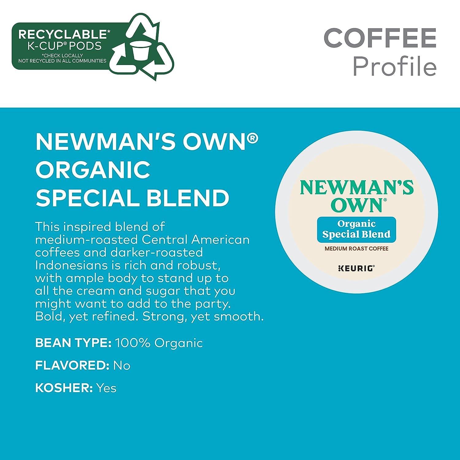 Newman's Own Newman's Own Organics K-Cup Portion Pack for Keurig K-Cup Brewers, Newman's Own Special Blend (Pack of 96) (Packaging may vary)
