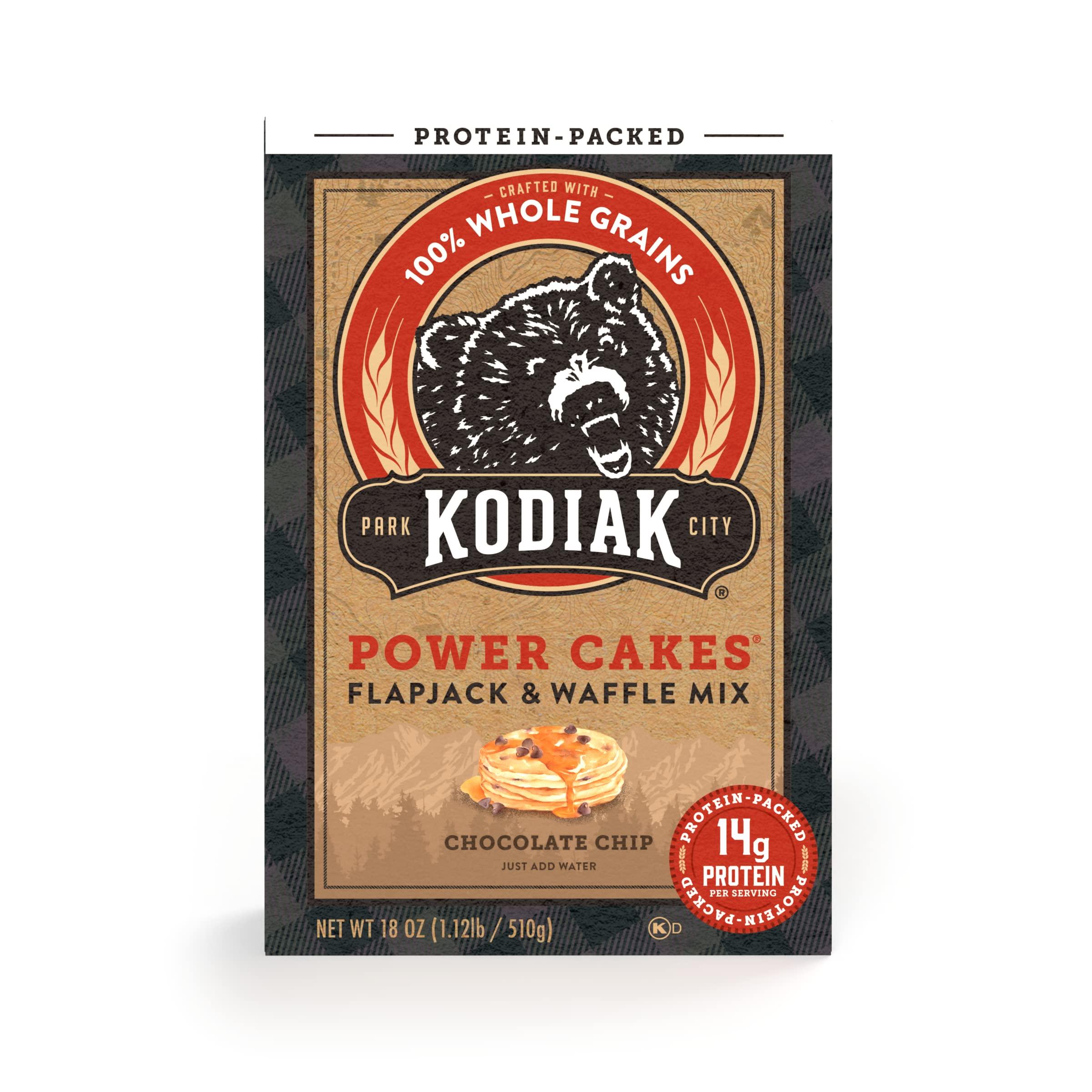 Kodiak Cakes Kodiak Cakes Power Cakes, Pancake & Waffle Mix, Chocolate Chip, High Protein,100% Whole Grains (Pack of 6)